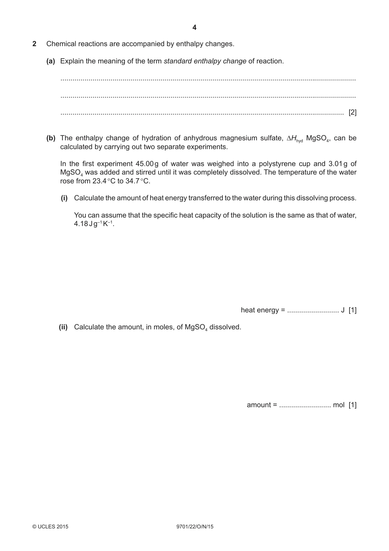 Cambridge A Level Chemistry 9701 2015 Oct/Nov Paper 2 · Variant 2 question paper, page 4 of 12