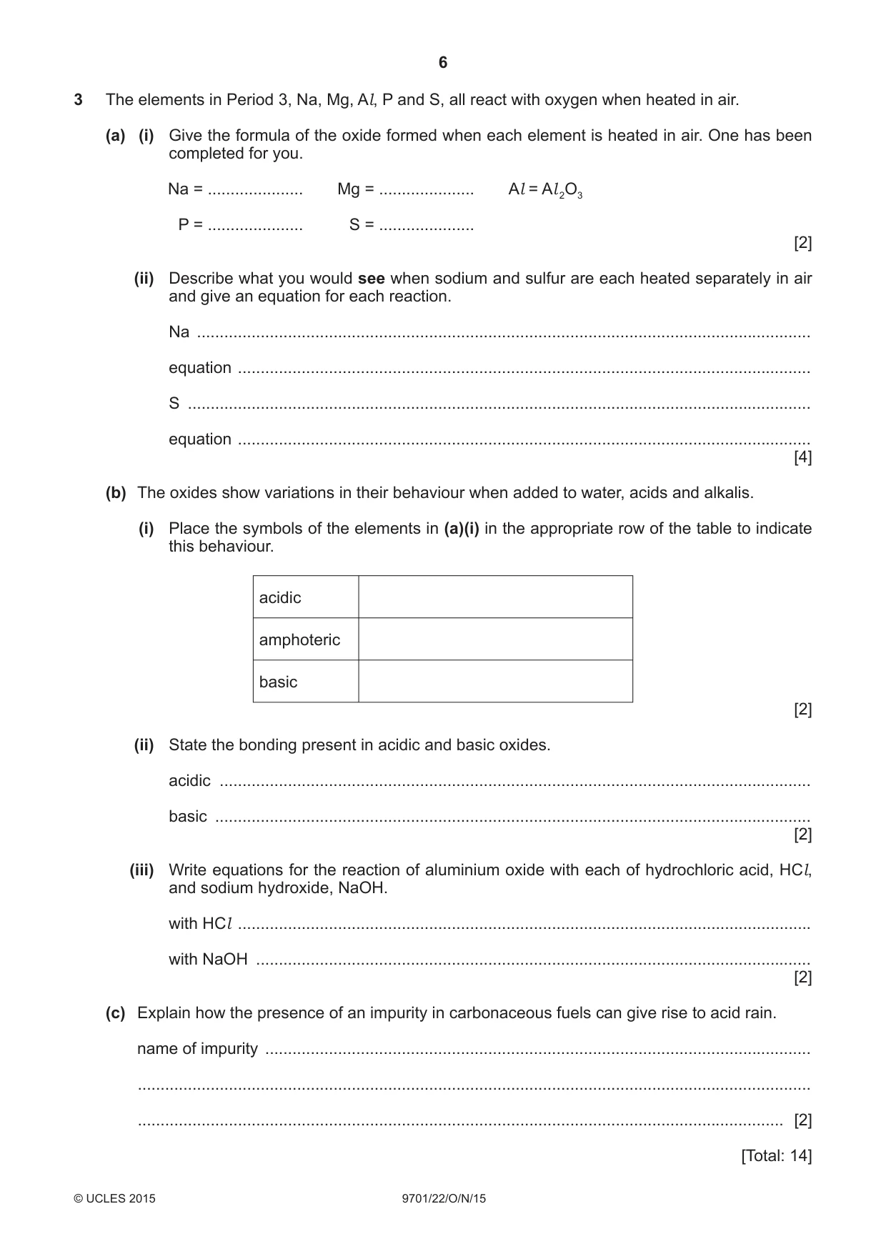 Cambridge A Level Chemistry 9701 2015 Oct/Nov Paper 2 · Variant 2 question paper, page 6 of 12