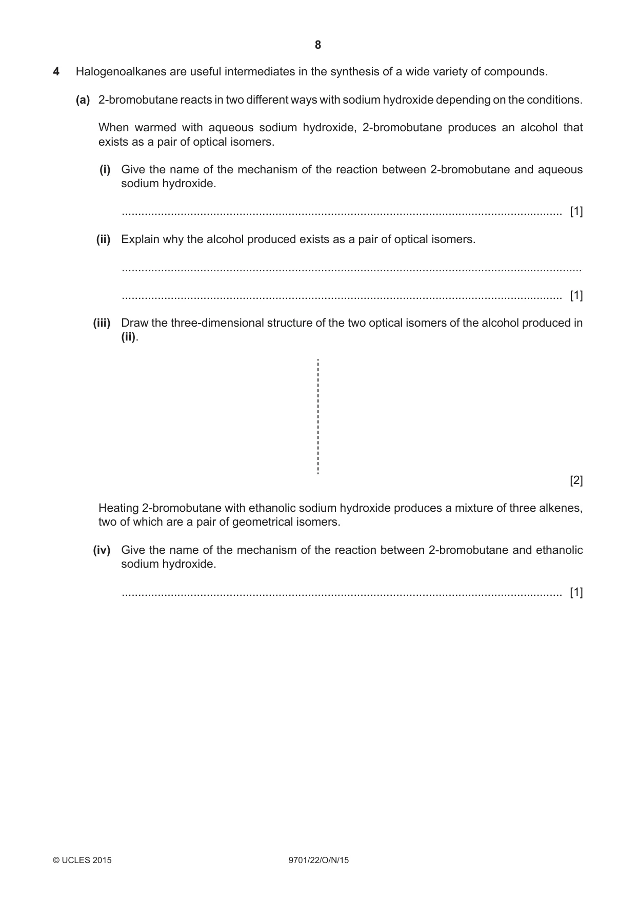 Cambridge A Level Chemistry 9701 2015 Oct/Nov Paper 2 · Variant 2 question paper, page 8 of 12
