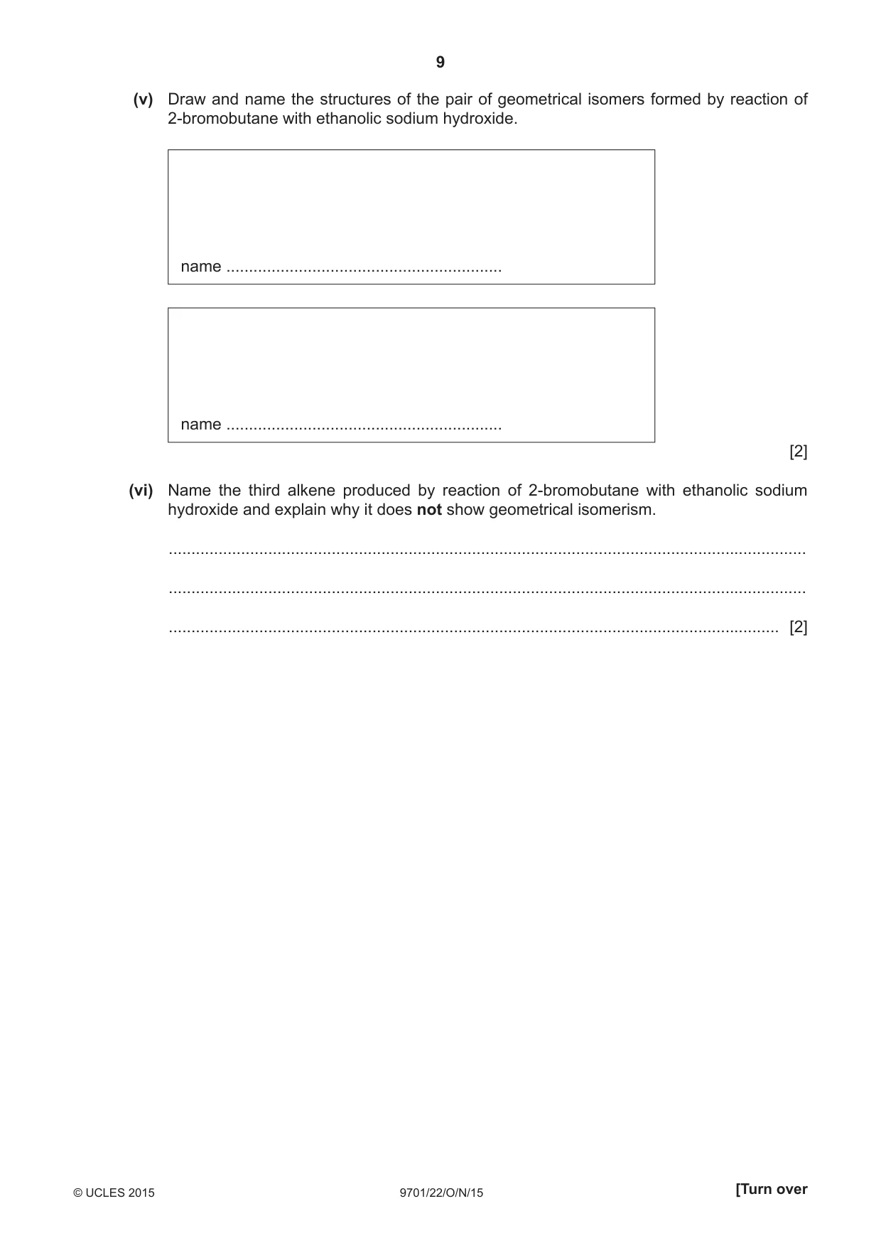 Cambridge A Level Chemistry 9701 2015 Oct/Nov Paper 2 · Variant 2 question paper, page 9 of 12