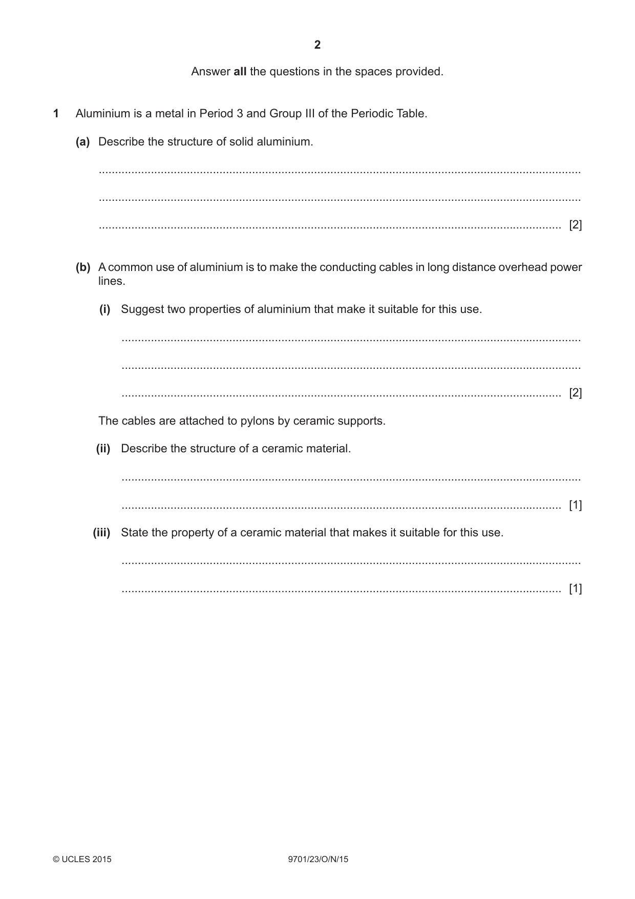 Cambridge A Level Chemistry 9701 2015 Oct/Nov Paper 2 · Variant 3 question paper, page 2 of 8