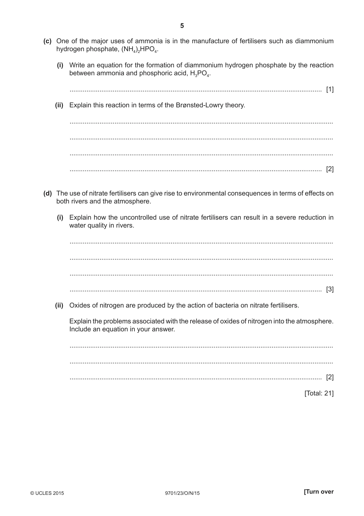 Cambridge A Level Chemistry 9701 2015 Oct/Nov Paper 2 · Variant 3 question paper, page 5 of 8