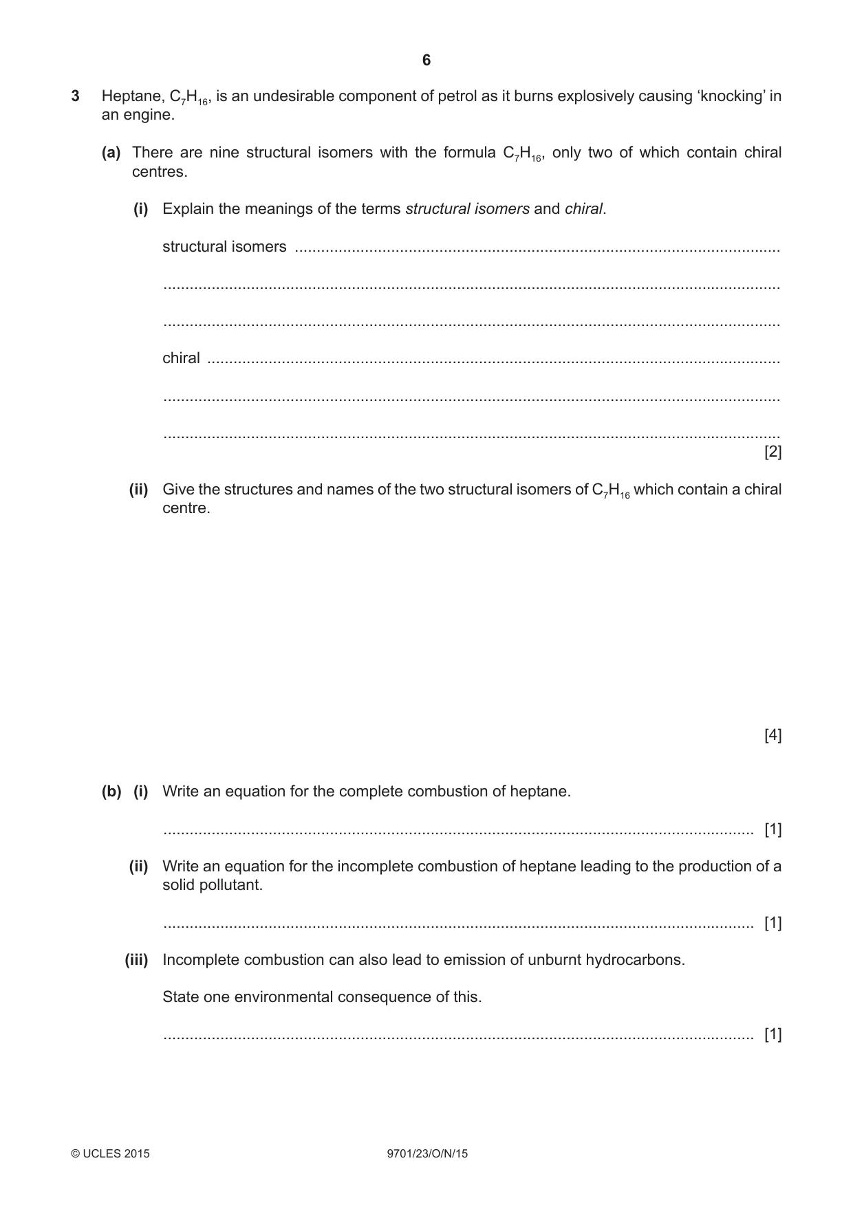 Cambridge A Level Chemistry 9701 2015 Oct/Nov Paper 2 · Variant 3 question paper, page 6 of 8