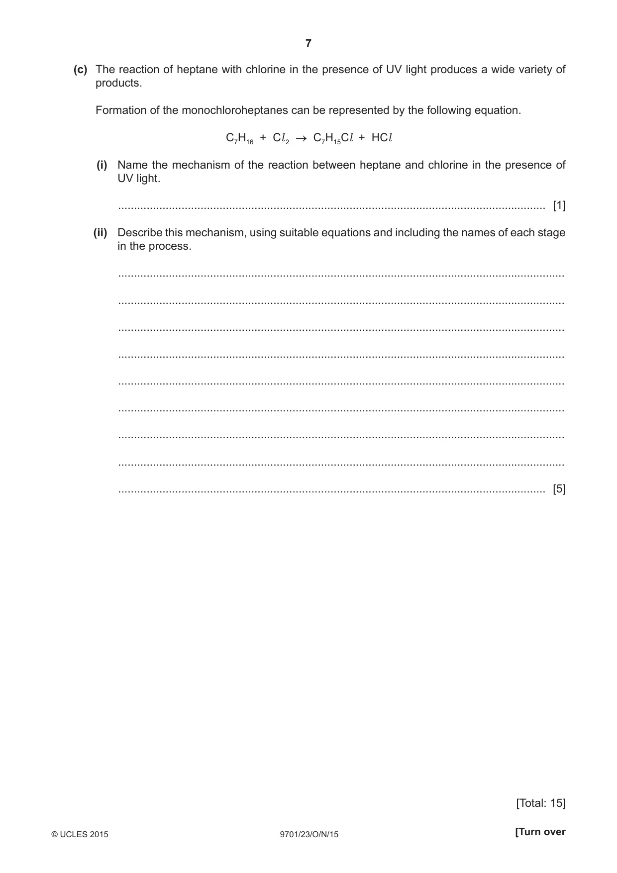 Cambridge A Level Chemistry 9701 2015 Oct/Nov Paper 2 · Variant 3 question paper, page 7 of 8
