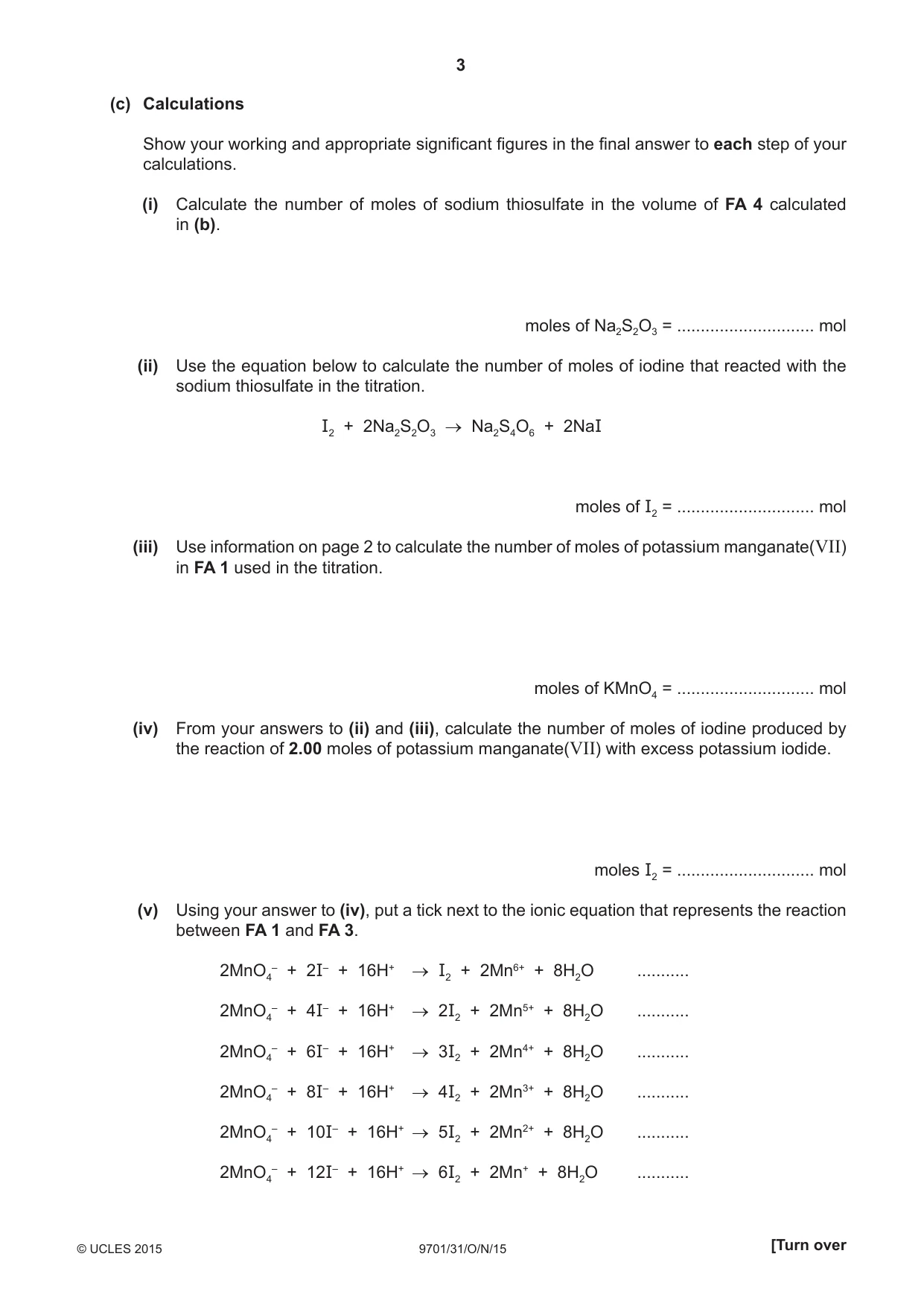 Cambridge A Level Chemistry 9701 2015 Oct/Nov Paper 3 · Variant 1 question paper, page 3 of 12
