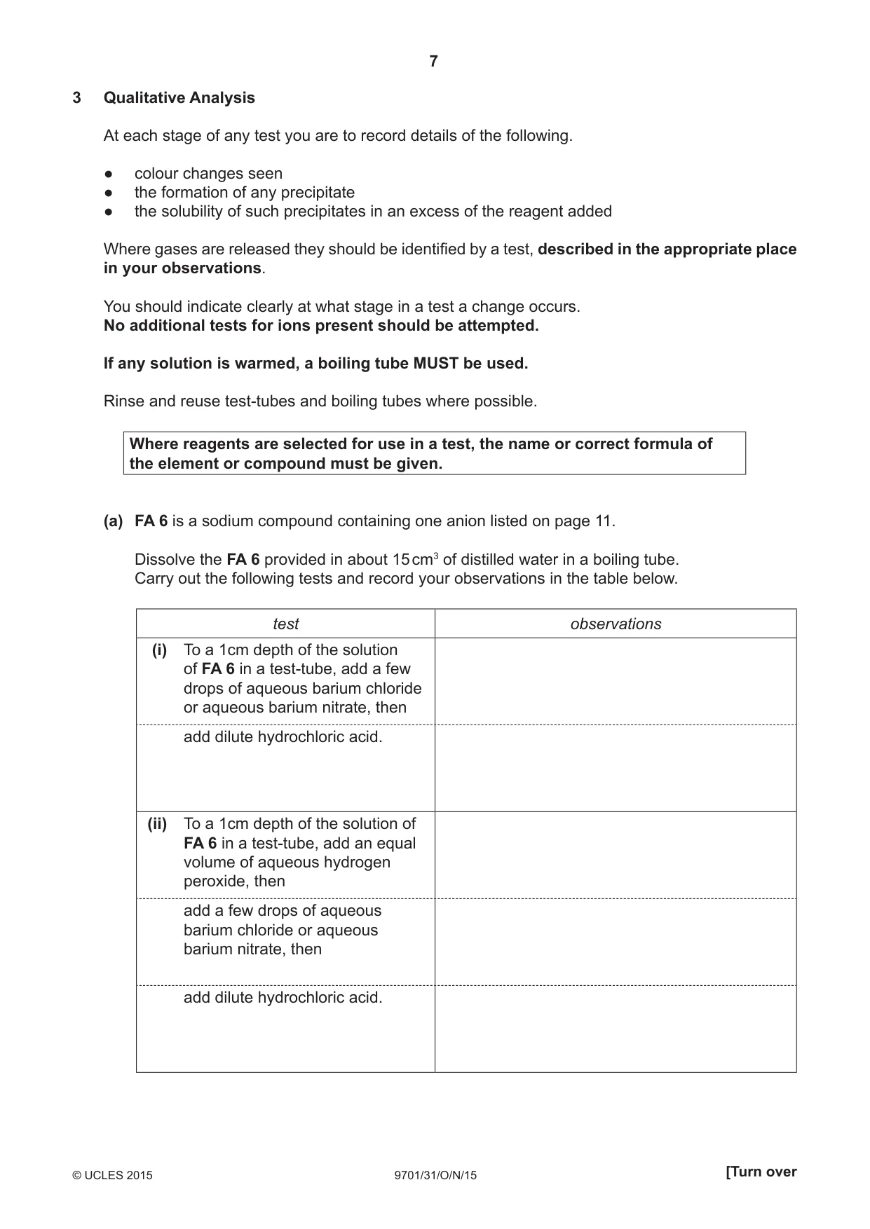 Cambridge A Level Chemistry 9701 2015 Oct/Nov Paper 3 · Variant 1 question paper, page 7 of 12
