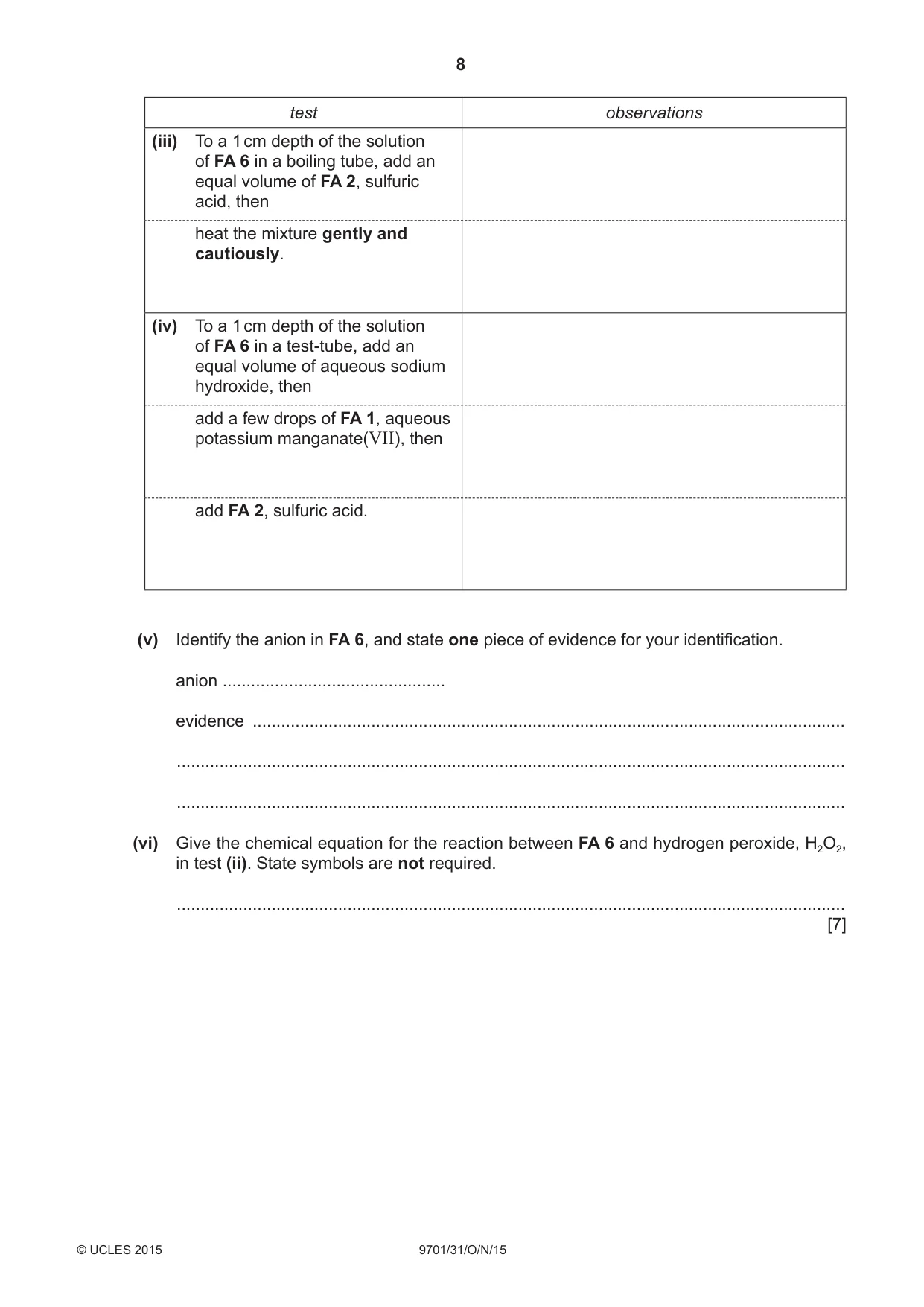 Cambridge A Level Chemistry 9701 2015 Oct/Nov Paper 3 · Variant 1 question paper, page 8 of 12