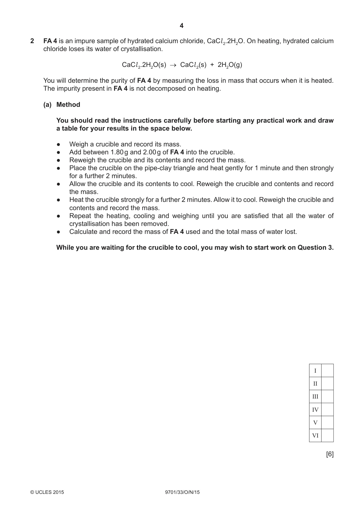 Cambridge A Level Chemistry 9701 2015 Oct/Nov Paper 3 · Variant 3 question paper, page 4 of 12