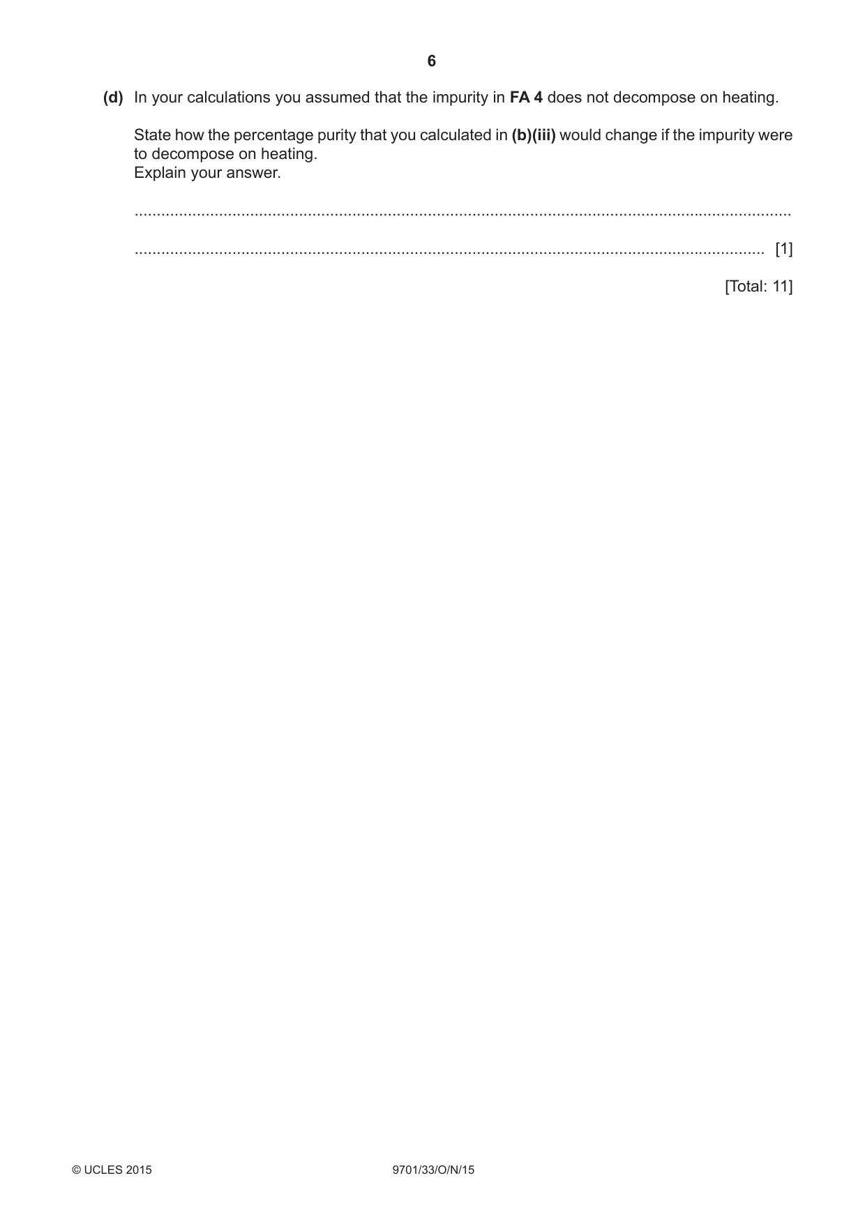 Cambridge A Level Chemistry 9701 2015 Oct/Nov Paper 3 · Variant 3 question paper, page 6 of 12