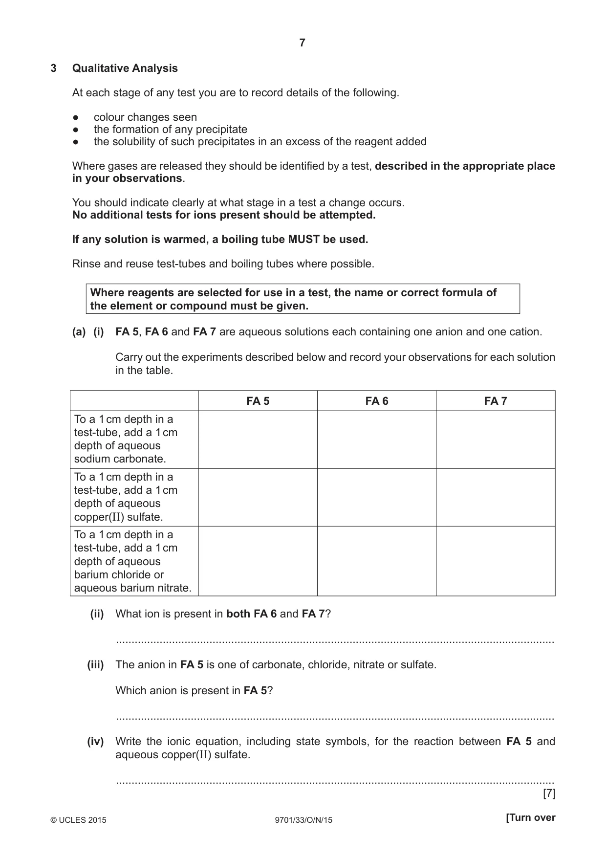 Cambridge A Level Chemistry 9701 2015 Oct/Nov Paper 3 · Variant 3 question paper, page 7 of 12