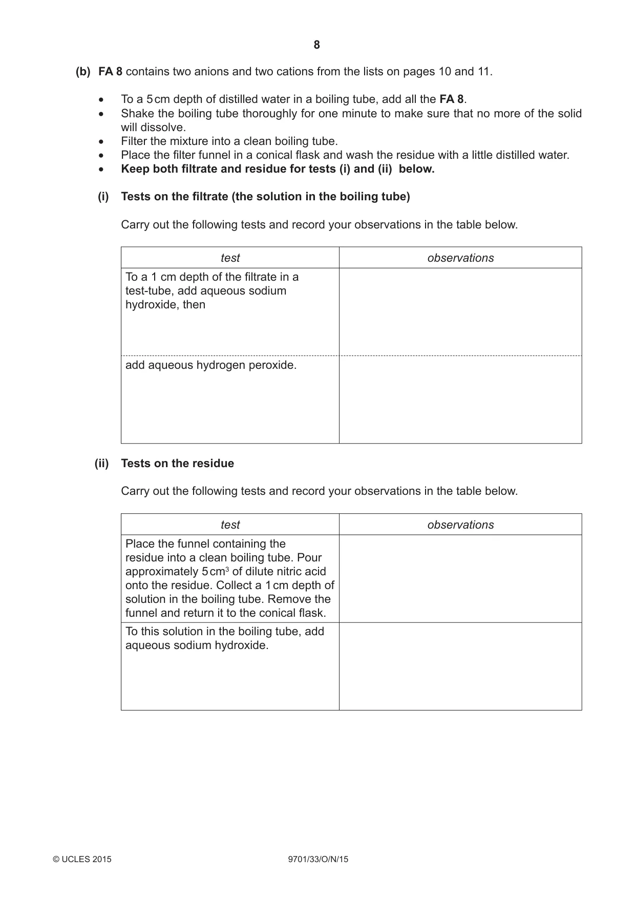 Cambridge A Level Chemistry 9701 2015 Oct/Nov Paper 3 · Variant 3 question paper, page 8 of 12