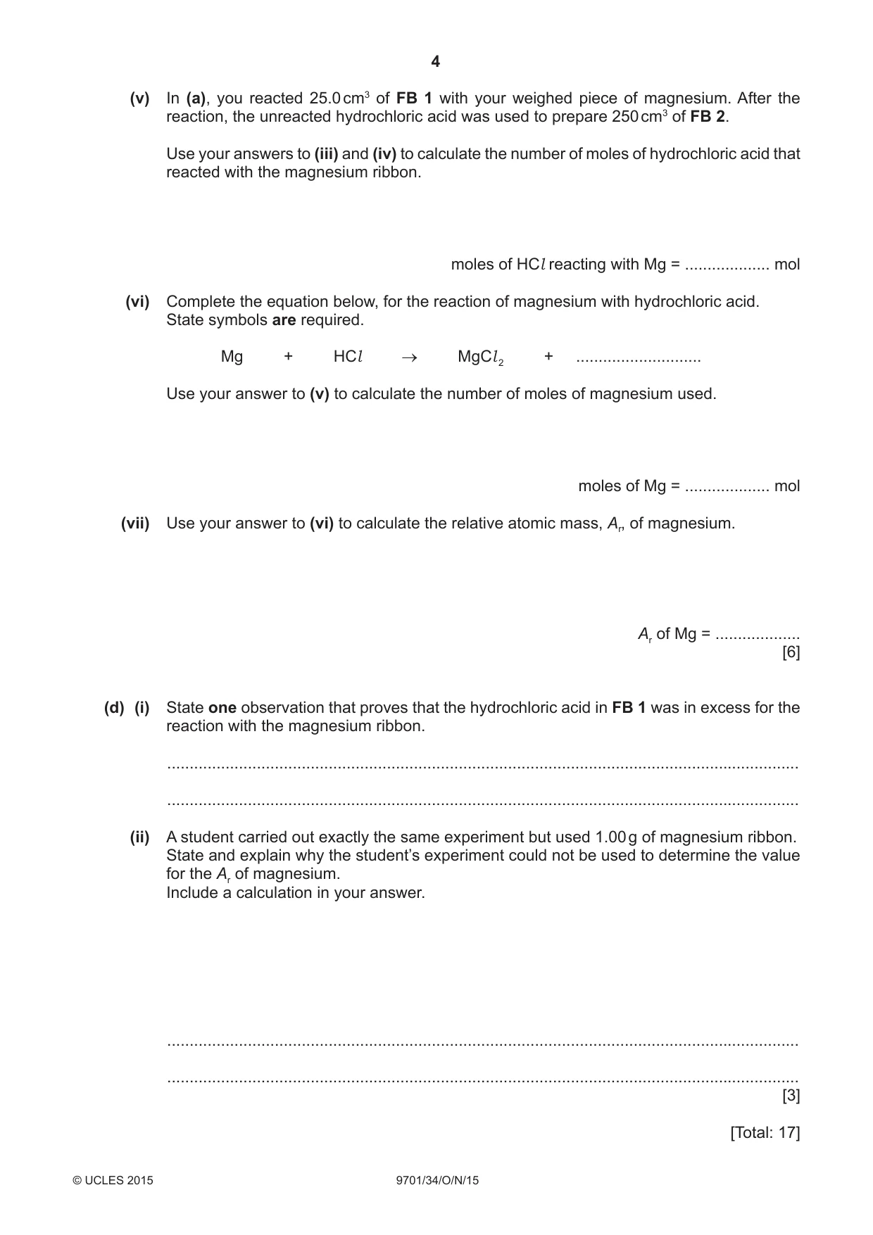 Cambridge A Level Chemistry 9701 2015 Oct/Nov Paper 3 · Variant 4 question paper, page 4 of 12