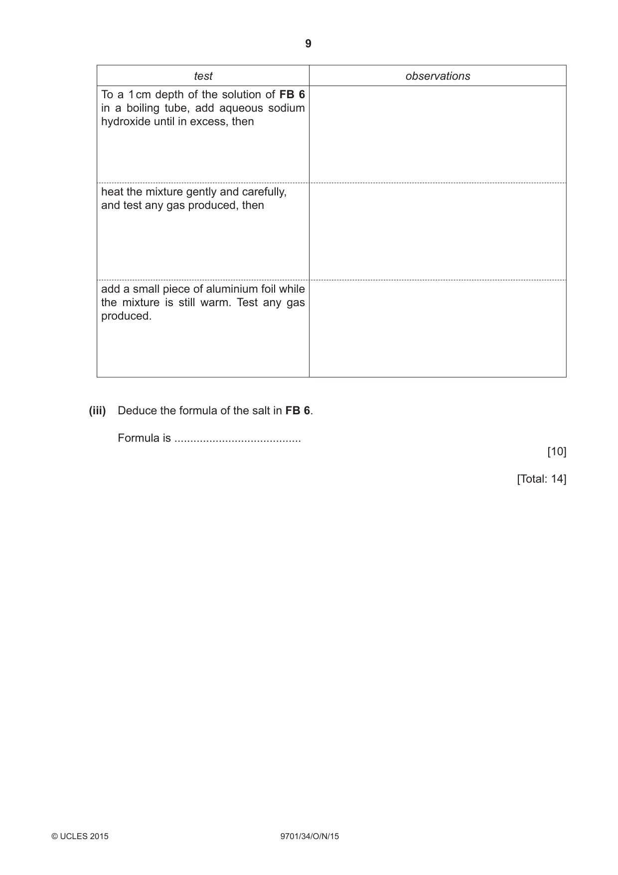 Cambridge A Level Chemistry 9701 2015 Oct/Nov Paper 3 · Variant 4 question paper, page 9 of 12