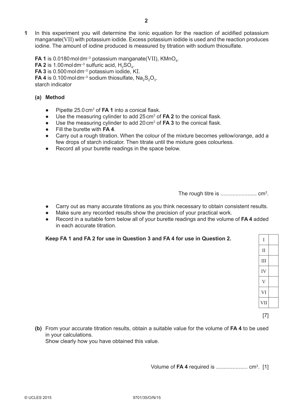 Cambridge A Level Chemistry 9701 2015 Oct/Nov Paper 3 · Variant 5 question paper, page 2 of 12