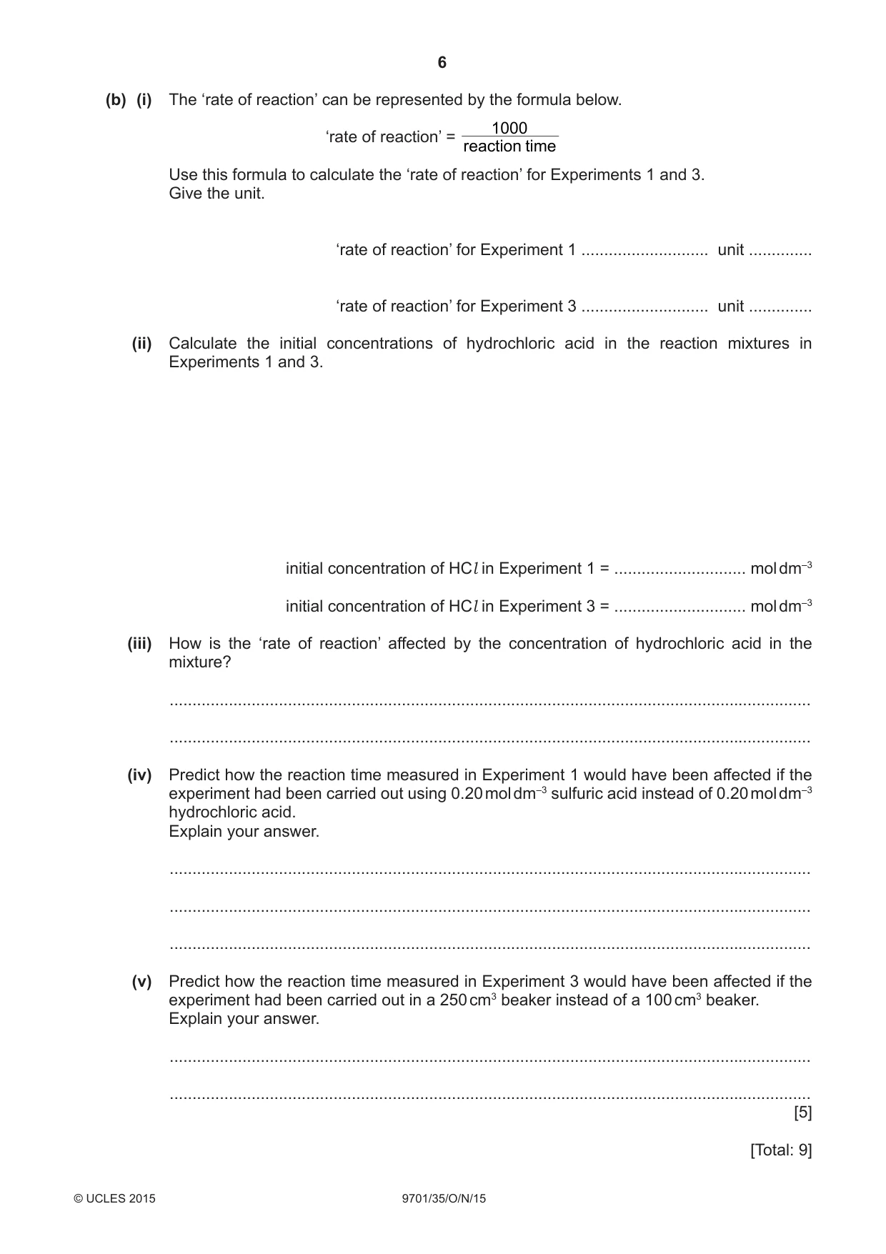 Cambridge A Level Chemistry 9701 2015 Oct/Nov Paper 3 · Variant 5 question paper, page 6 of 12