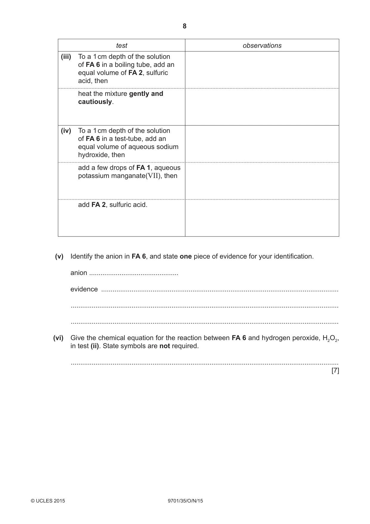 Cambridge A Level Chemistry 9701 2015 Oct/Nov Paper 3 · Variant 5 question paper, page 8 of 12