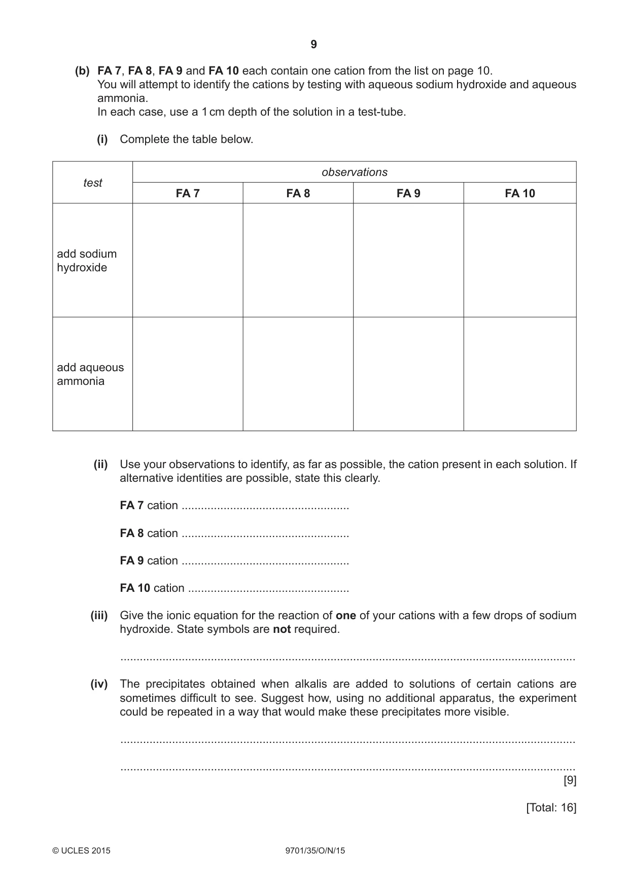Cambridge A Level Chemistry 9701 2015 Oct/Nov Paper 3 · Variant 5 question paper, page 9 of 12