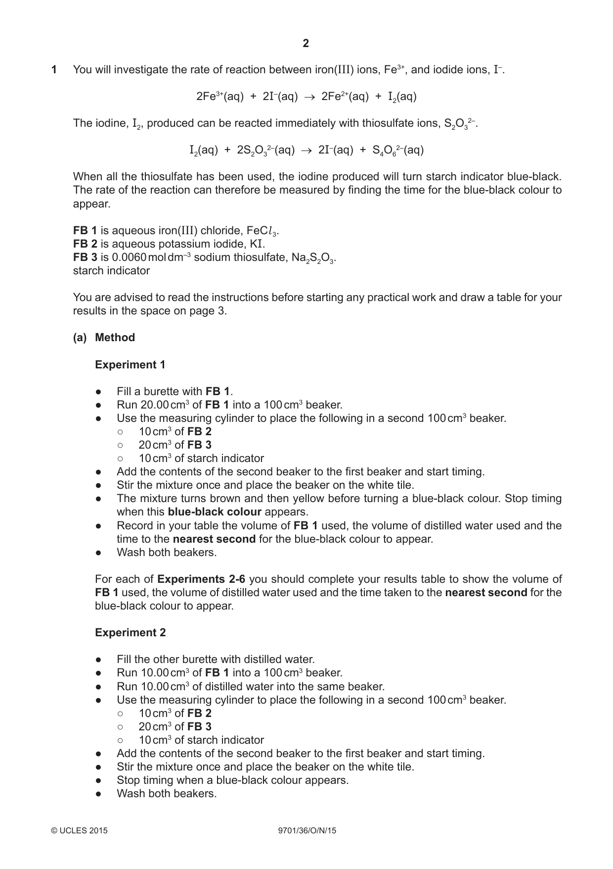 Cambridge A Level Chemistry 9701 2015 Oct/Nov Paper 3 · Variant 6 question paper, page 2 of 12
