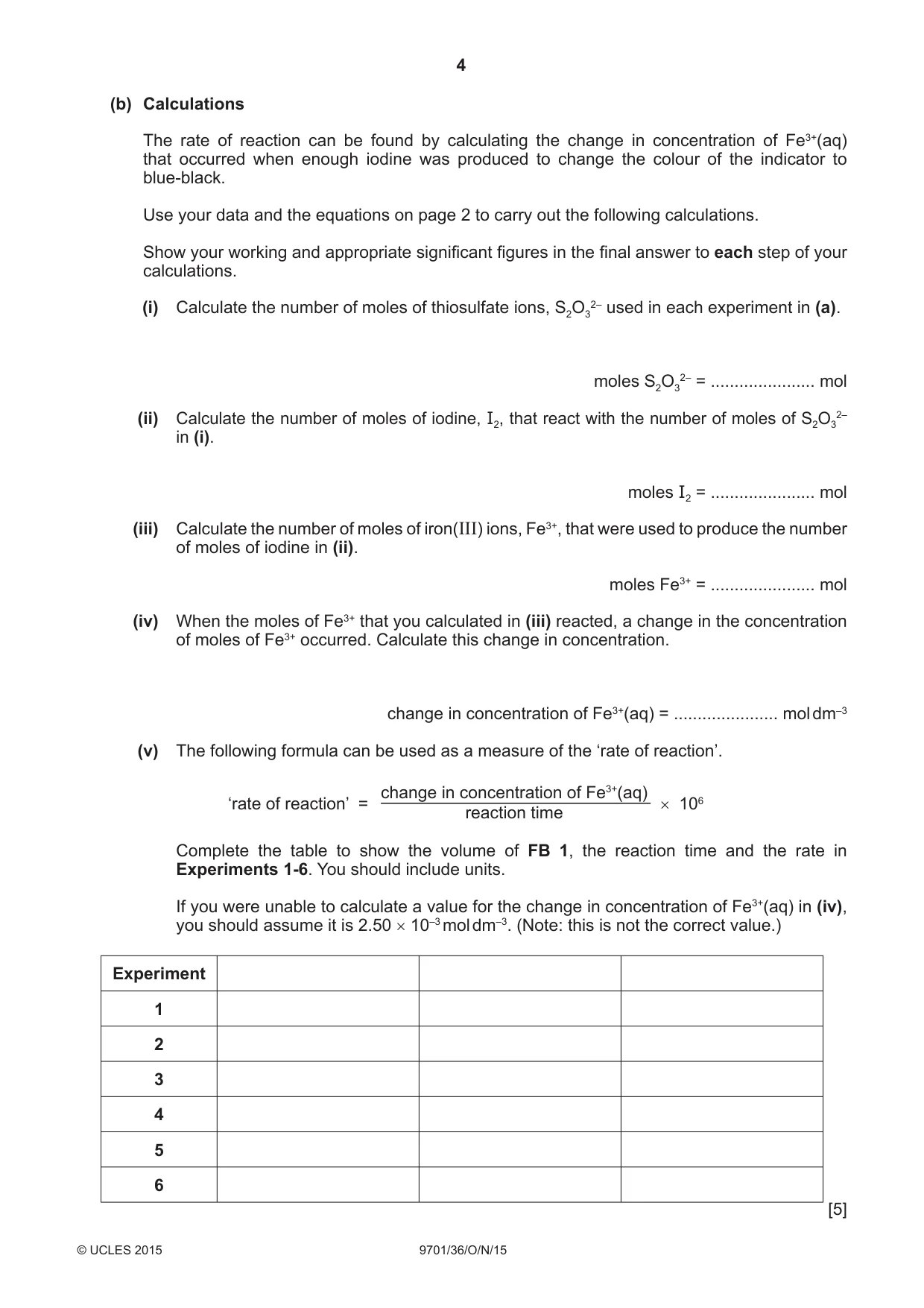 Cambridge A Level Chemistry 9701 2015 Oct/Nov Paper 3 · Variant 6 question paper, page 4 of 12