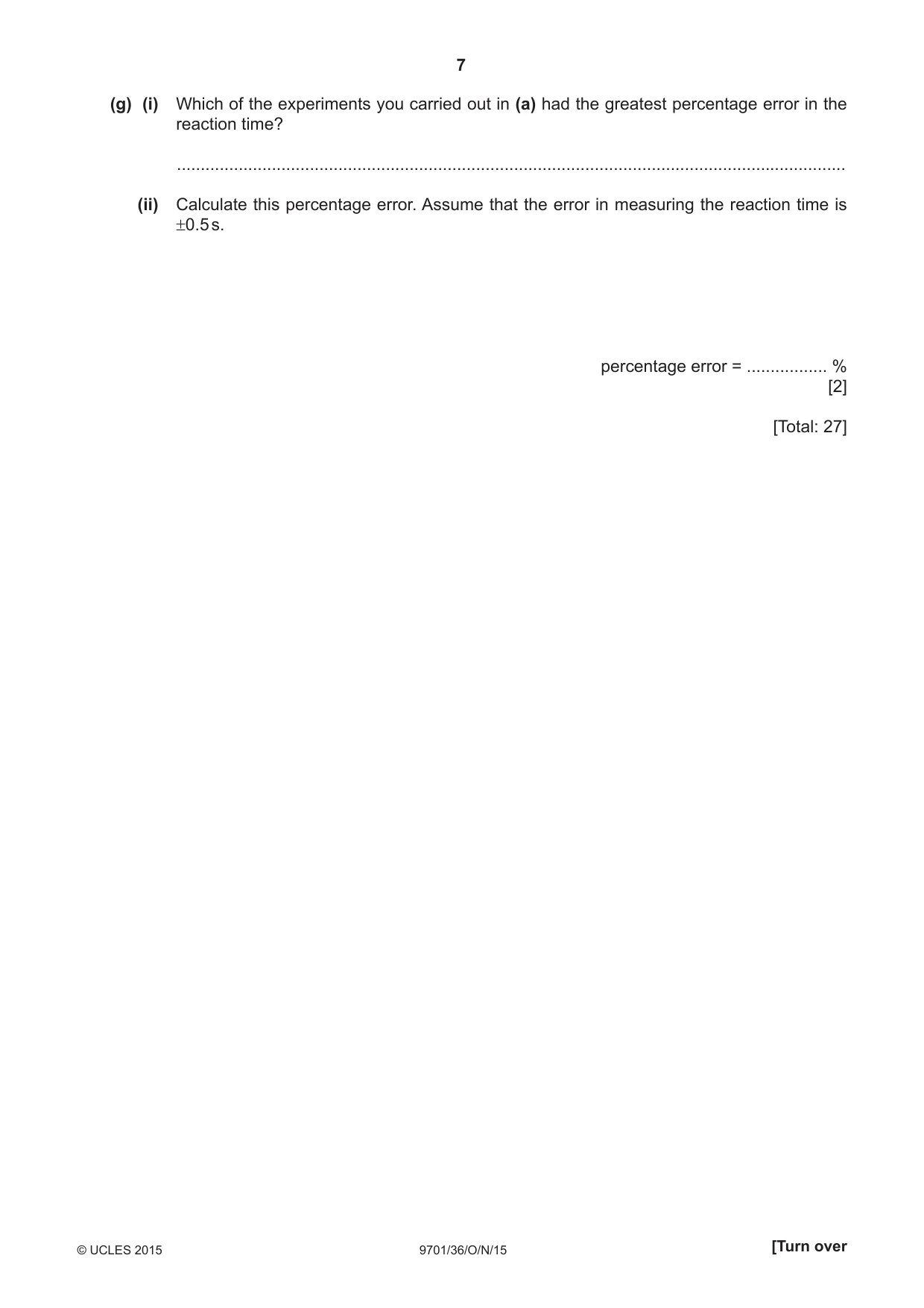 Cambridge A Level Chemistry 9701 2015 Oct/Nov Paper 3 · Variant 6 question paper, page 7 of 12
