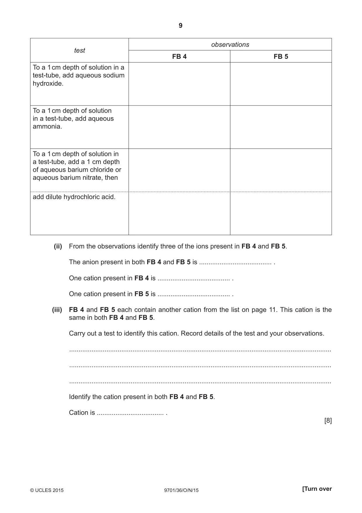Cambridge A Level Chemistry 9701 2015 Oct/Nov Paper 3 · Variant 6 question paper, page 9 of 12