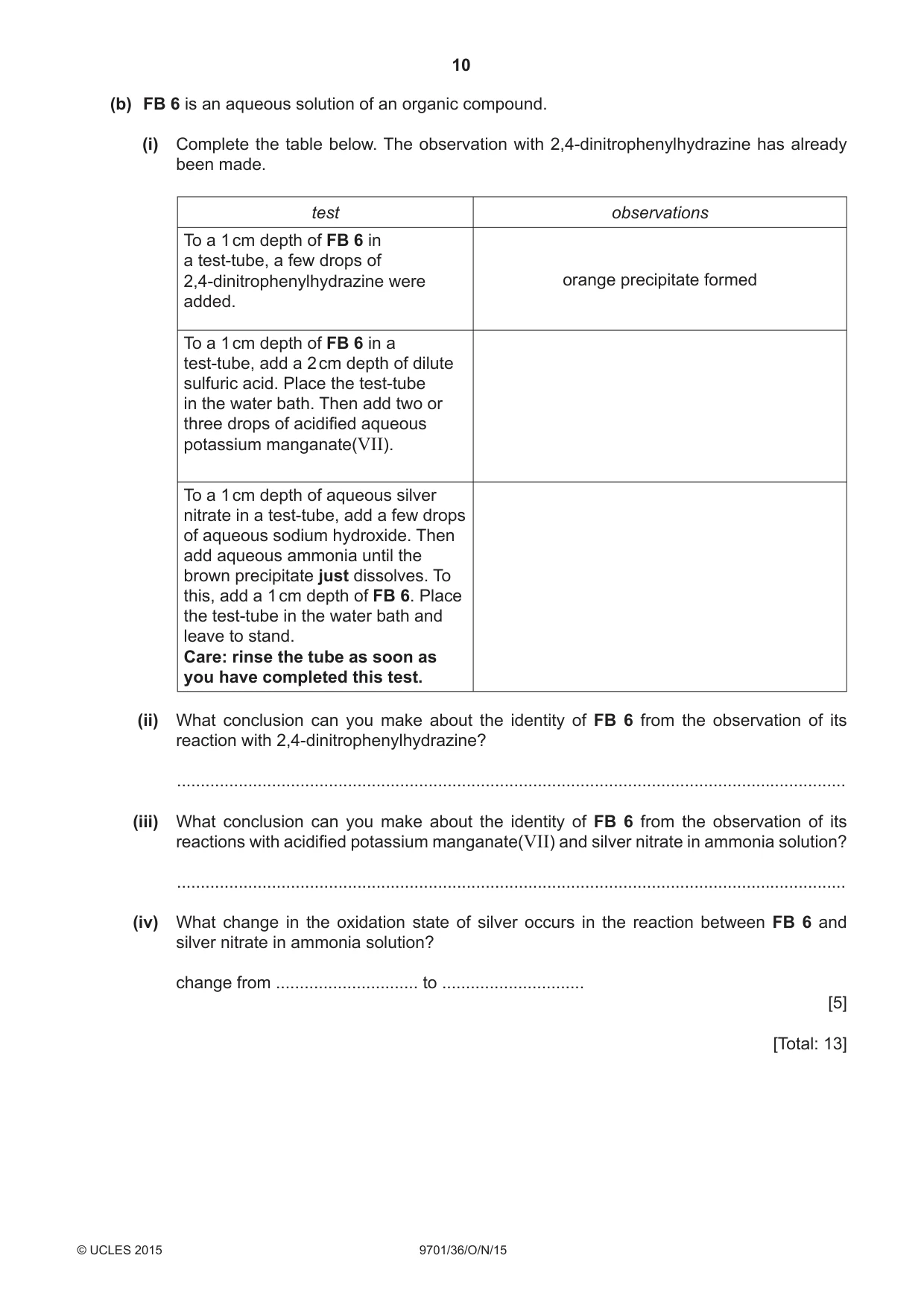 Cambridge A Level Chemistry 9701 2015 Oct/Nov Paper 3 · Variant 6 question paper, page 10 of 12