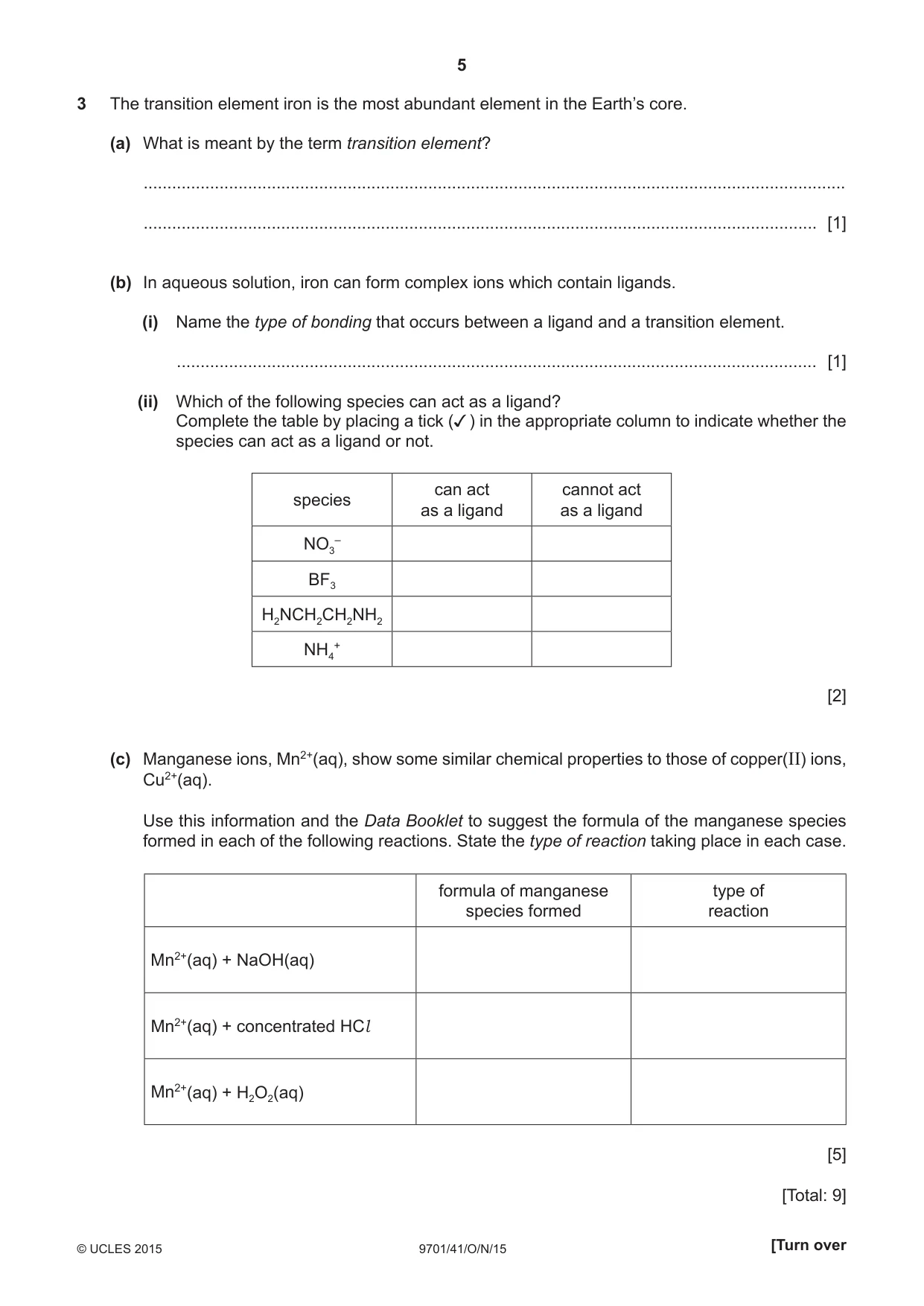 Cambridge A Level Chemistry 9701 2015 Oct/Nov Paper 4 · Variant 1 question paper, page 5 of 20