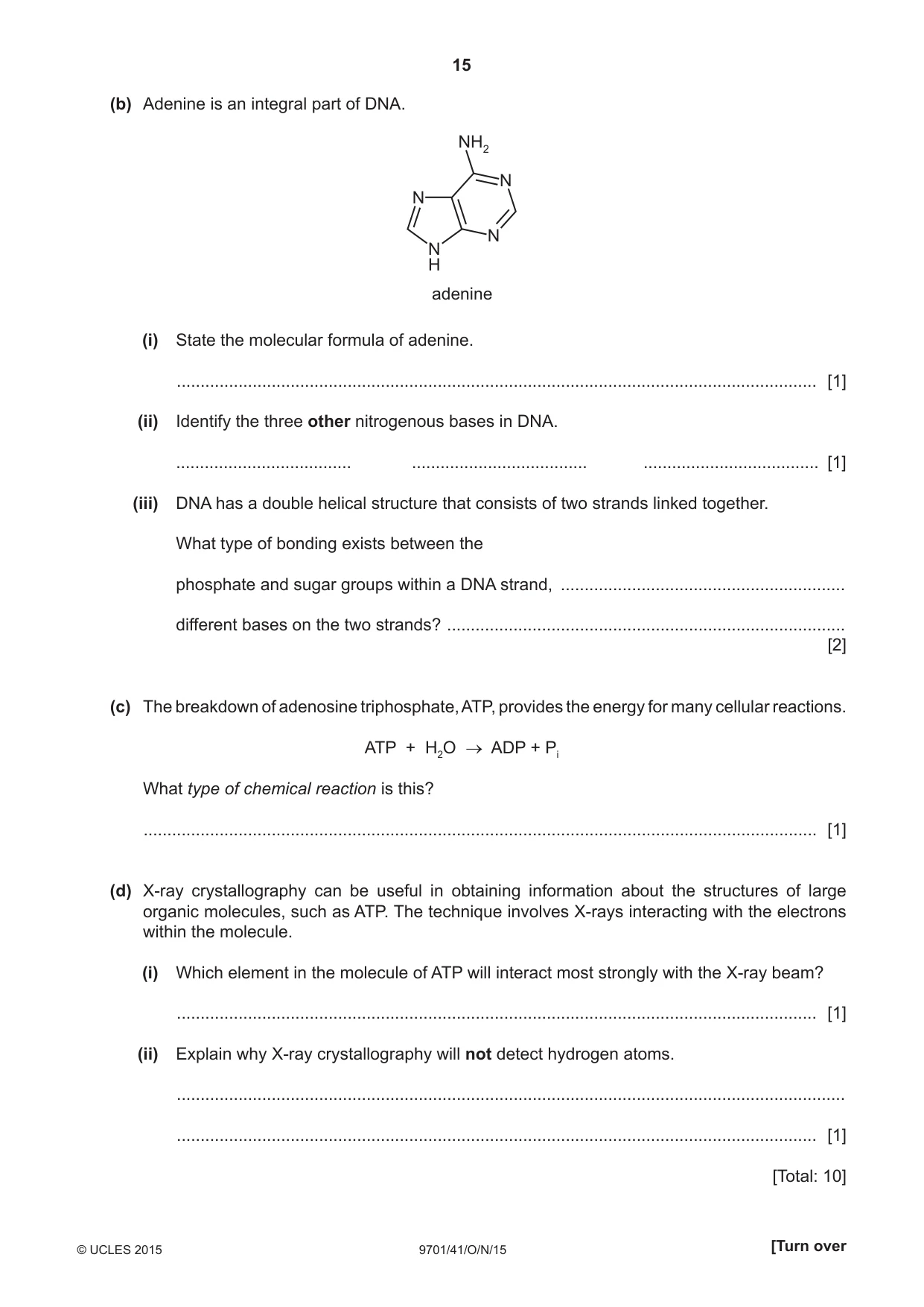 Cambridge A Level Chemistry 9701 2015 Oct/Nov Paper 4 · Variant 1 question paper, page 15 of 20
