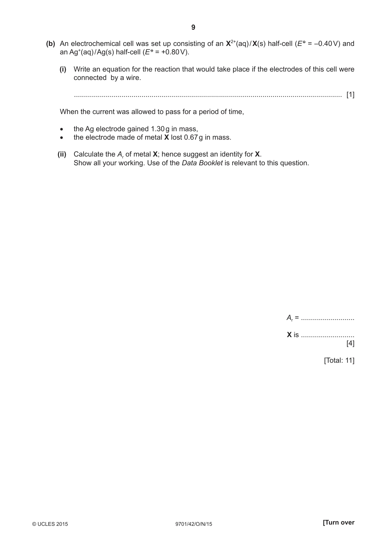Cambridge A Level Chemistry 9701 2015 Oct/Nov Paper 4 · Variant 2 question paper, page 9 of 20