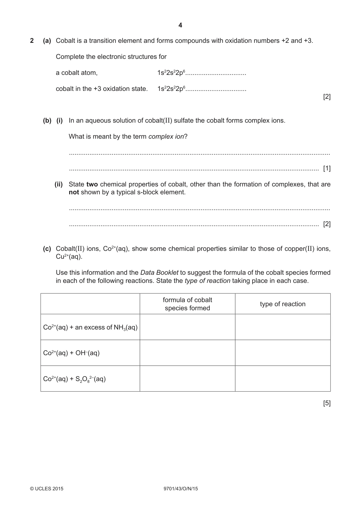 Cambridge A Level Chemistry 9701 2015 Oct/Nov Paper 4 · Variant 3 question paper, page 4 of 20