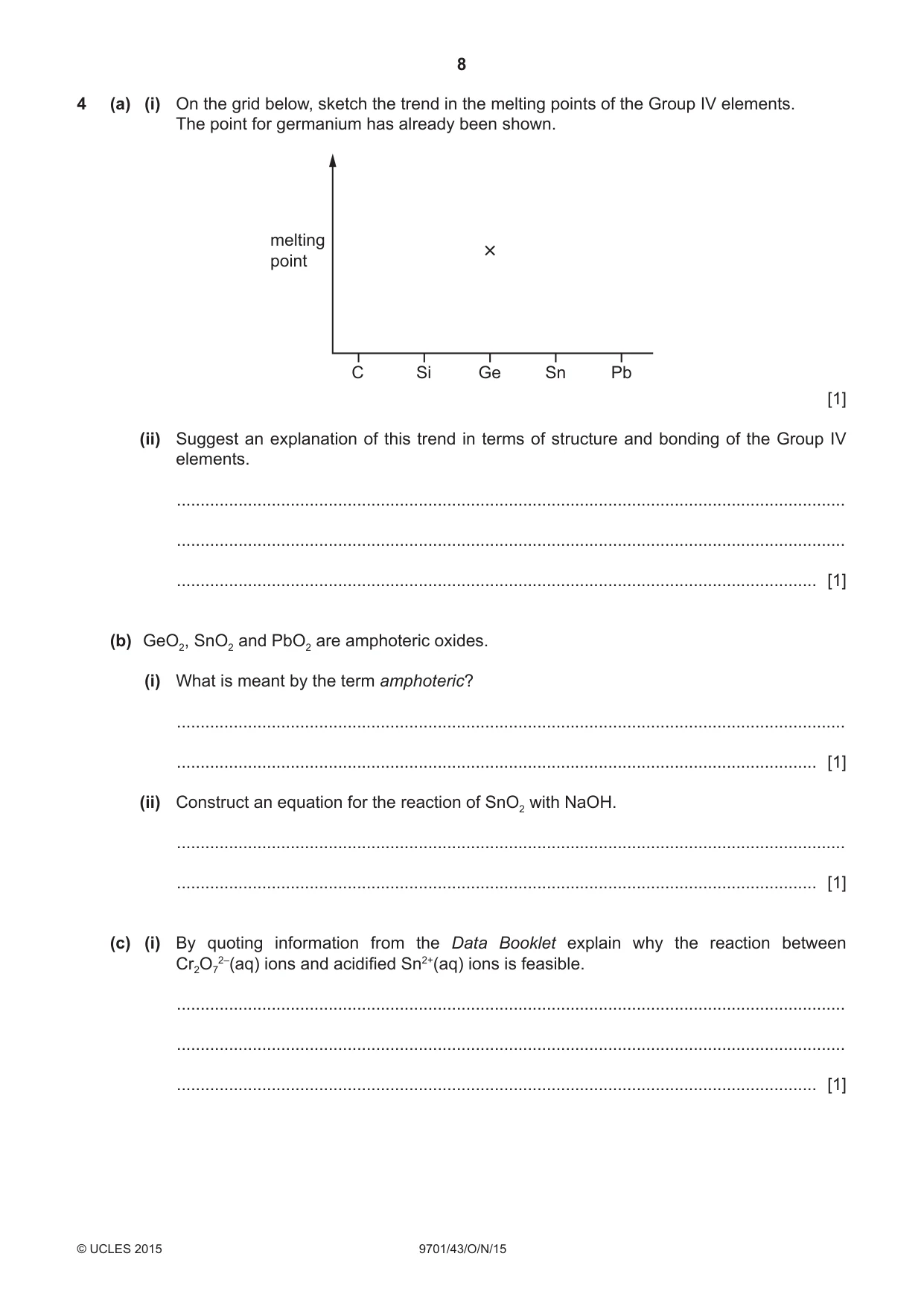 Cambridge A Level Chemistry 9701 2015 Oct/Nov Paper 4 · Variant 3 question paper, page 8 of 20