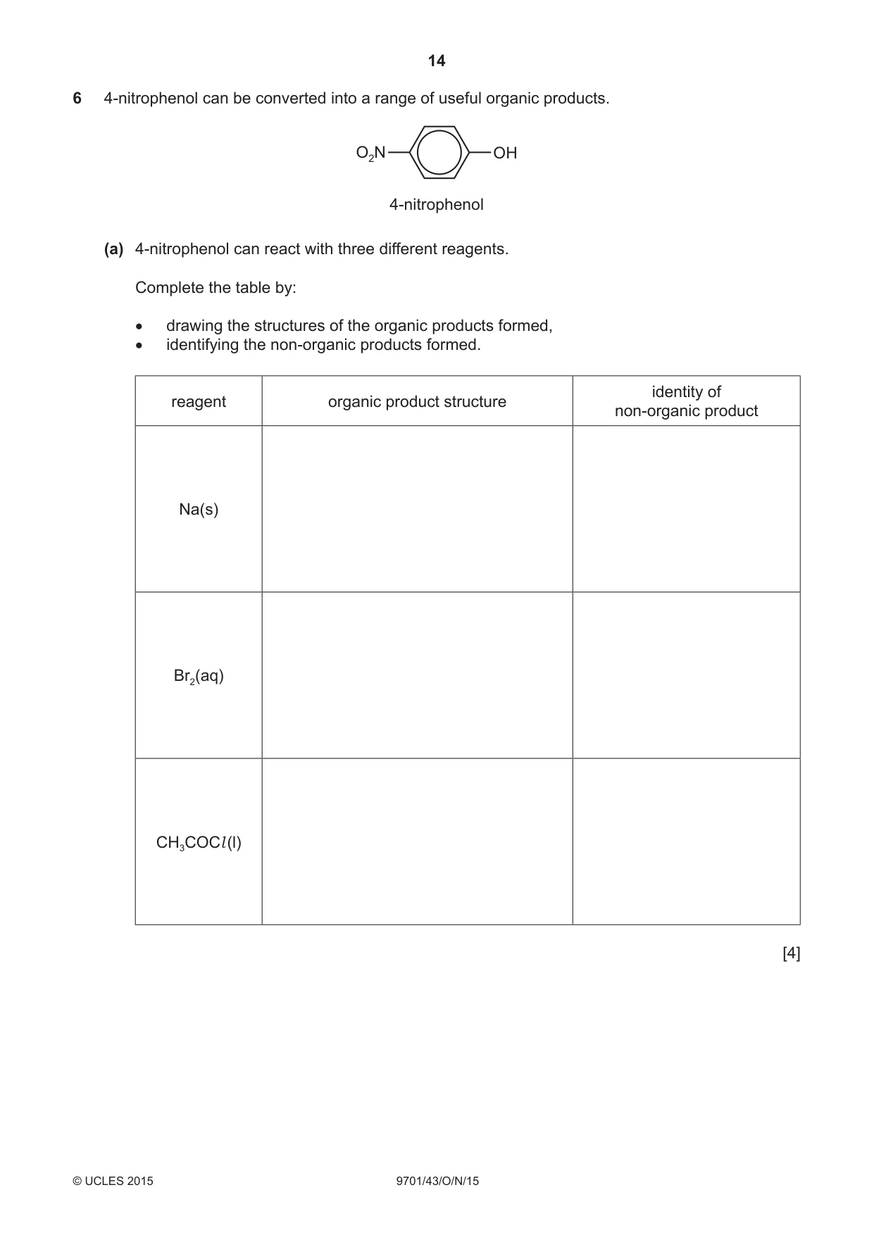 Cambridge A Level Chemistry 9701 2015 Oct/Nov Paper 4 · Variant 3 question paper, page 14 of 20