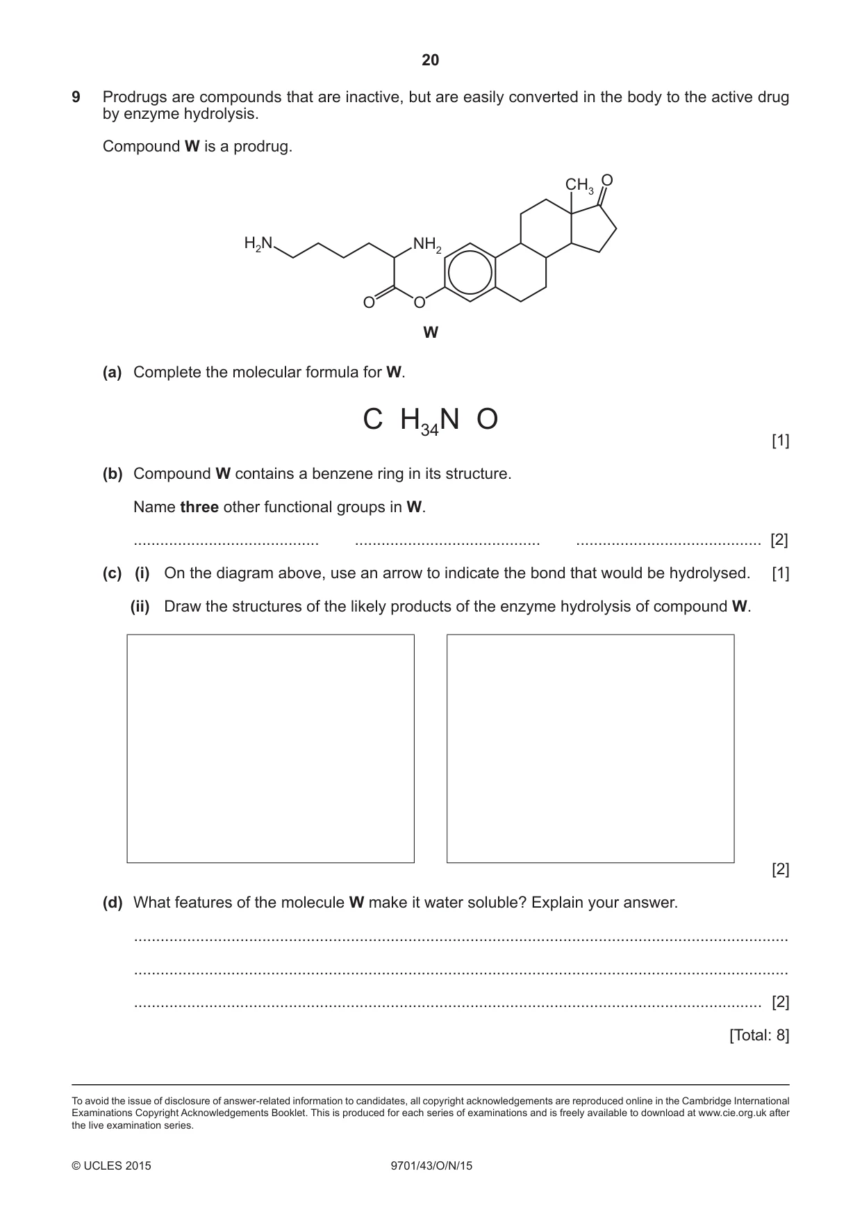 Cambridge A Level Chemistry 9701 2015 Oct/Nov Paper 4 · Variant 3 question paper, page 20 of 20