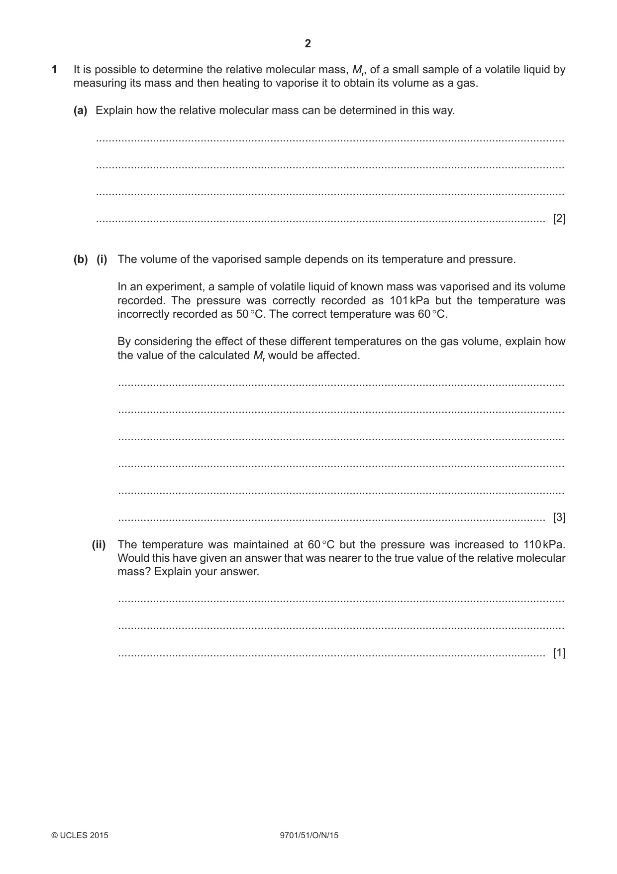 Cambridge A Level Chemistry 9701 2015 Oct/Nov Paper 5 · Variant 1 question paper, page 2 of 12