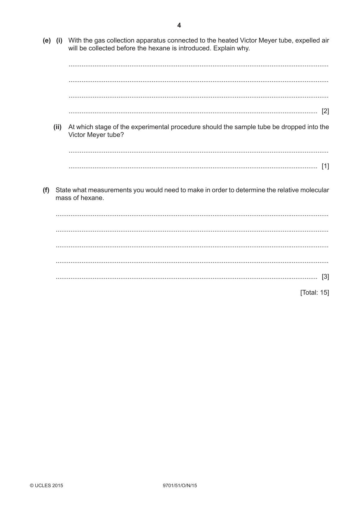 Cambridge A Level Chemistry 9701 2015 Oct/Nov Paper 5 · Variant 1 question paper, page 4 of 12