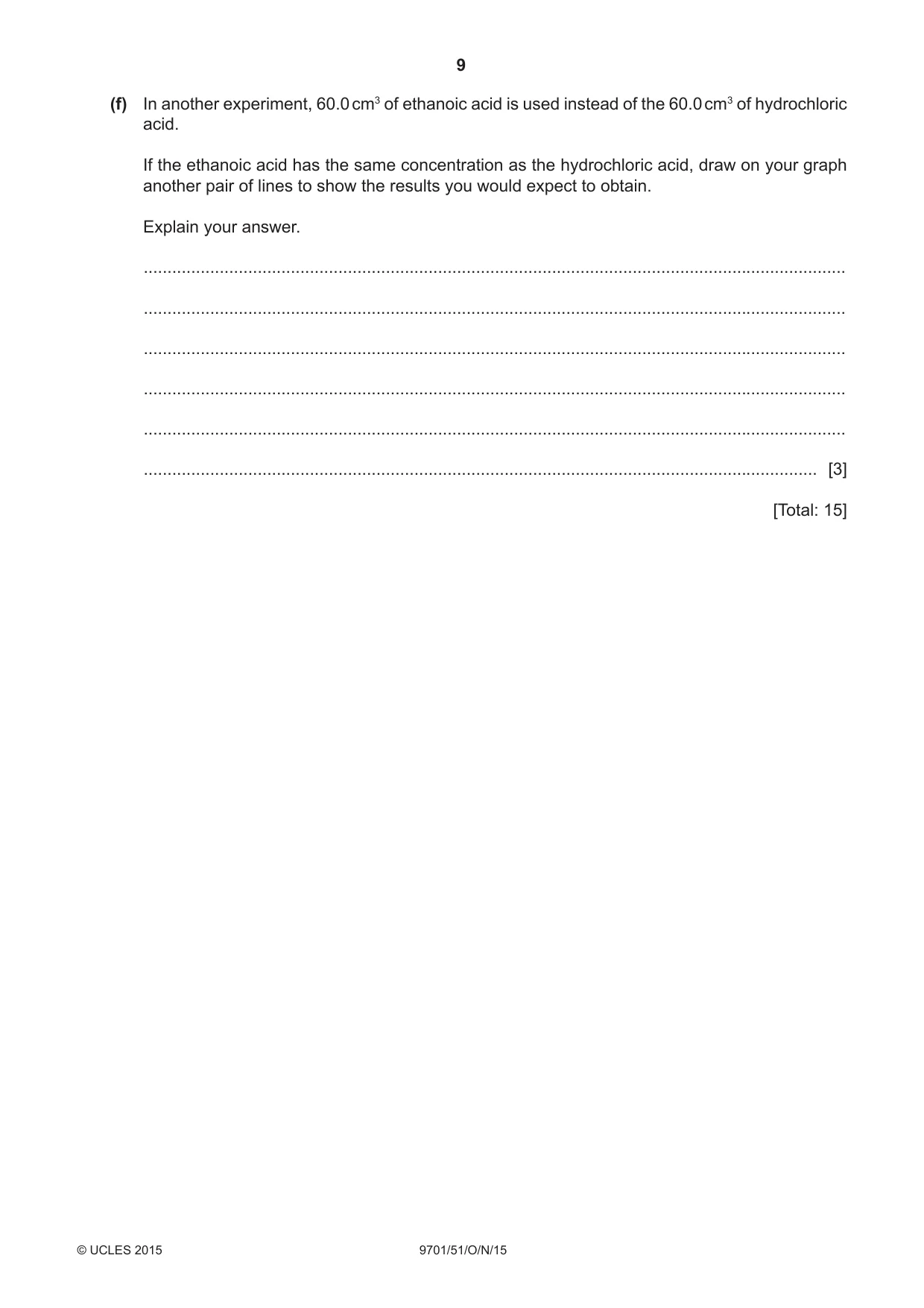 Cambridge A Level Chemistry 9701 2015 Oct/Nov Paper 5 · Variant 1 question paper, page 9 of 12