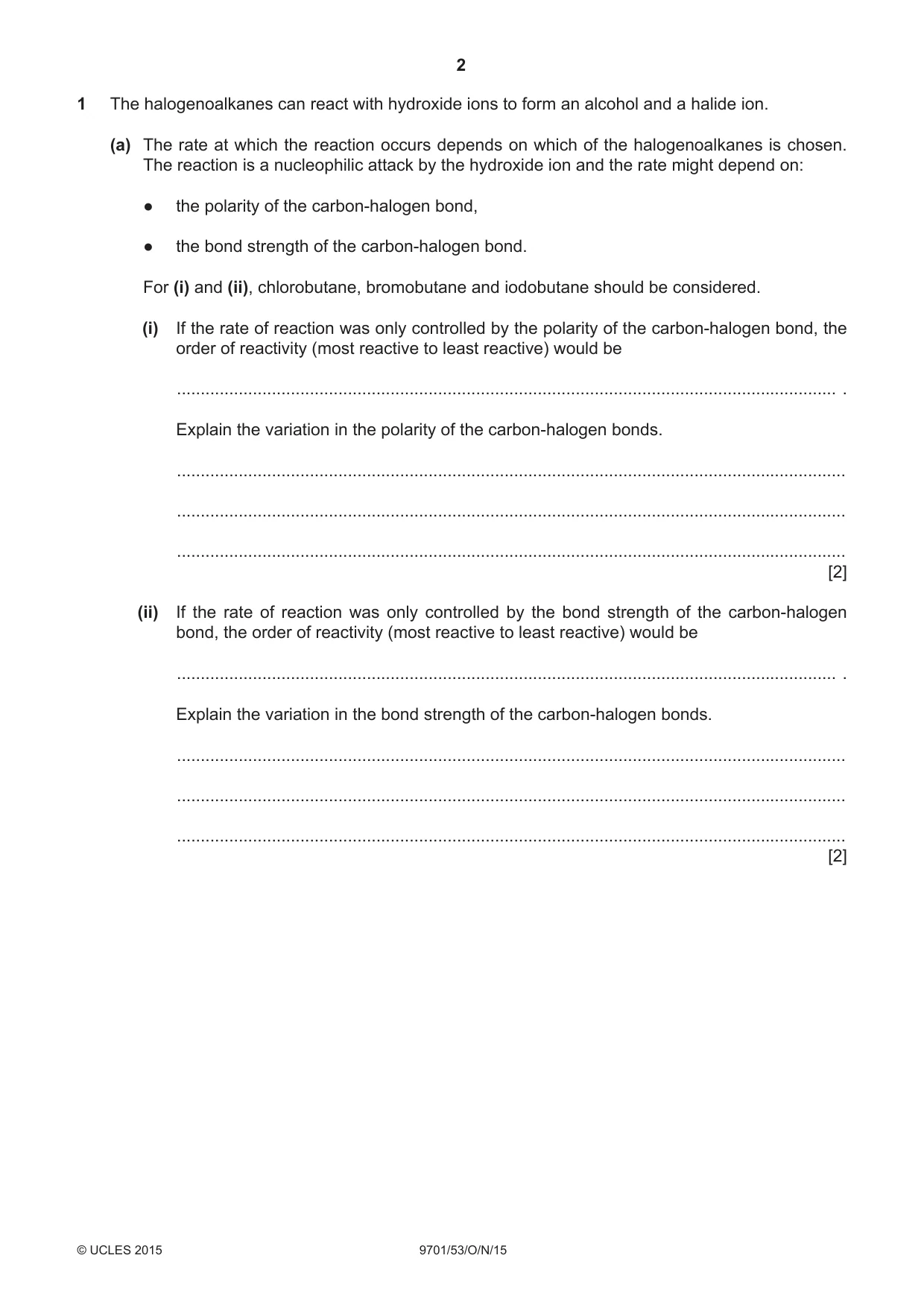 Cambridge A Level Chemistry 9701 2015 Oct/Nov Paper 5 · Variant 3 question paper, page 2 of 12