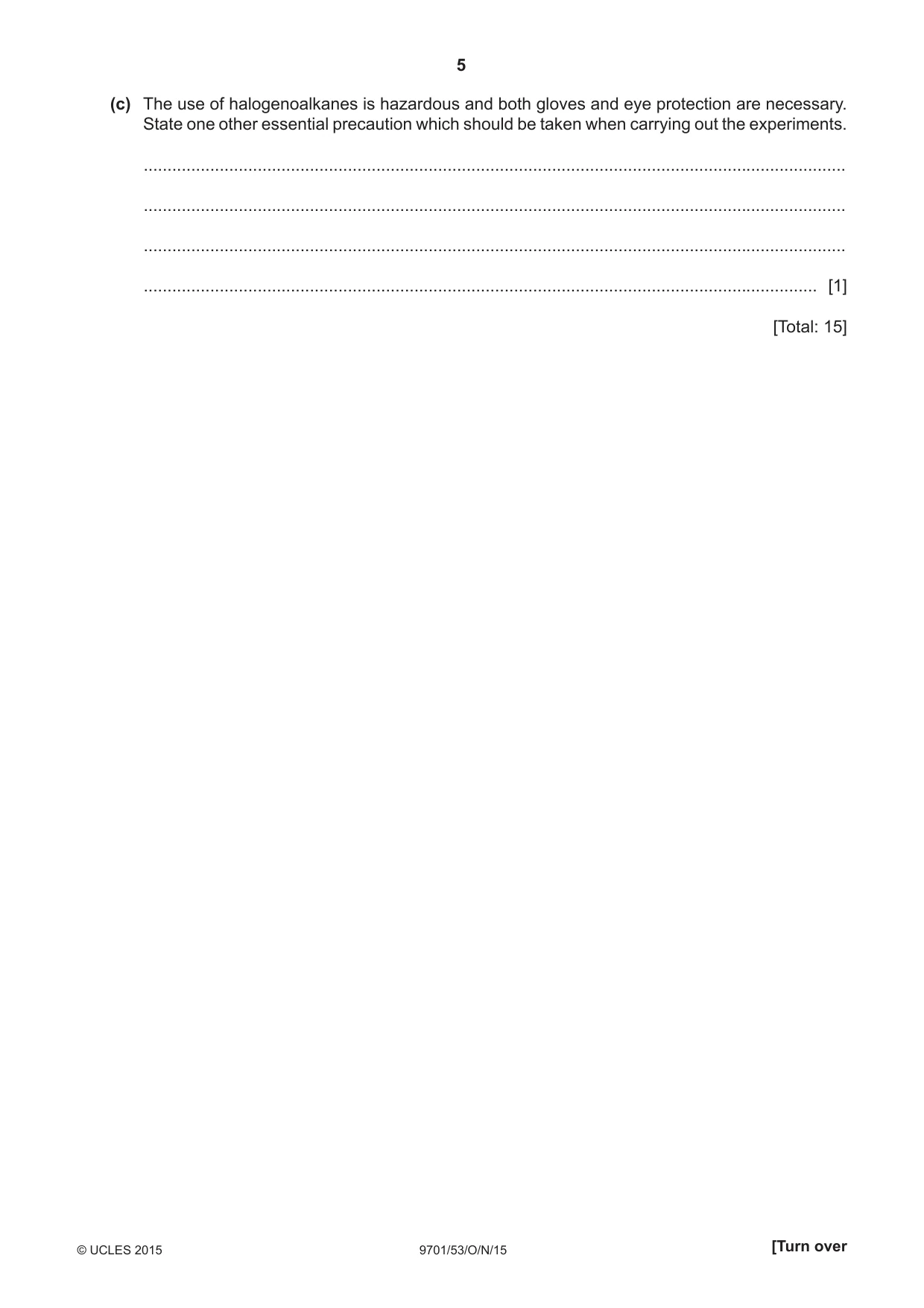 Cambridge A Level Chemistry 9701 2015 Oct/Nov Paper 5 · Variant 3 question paper, page 5 of 12