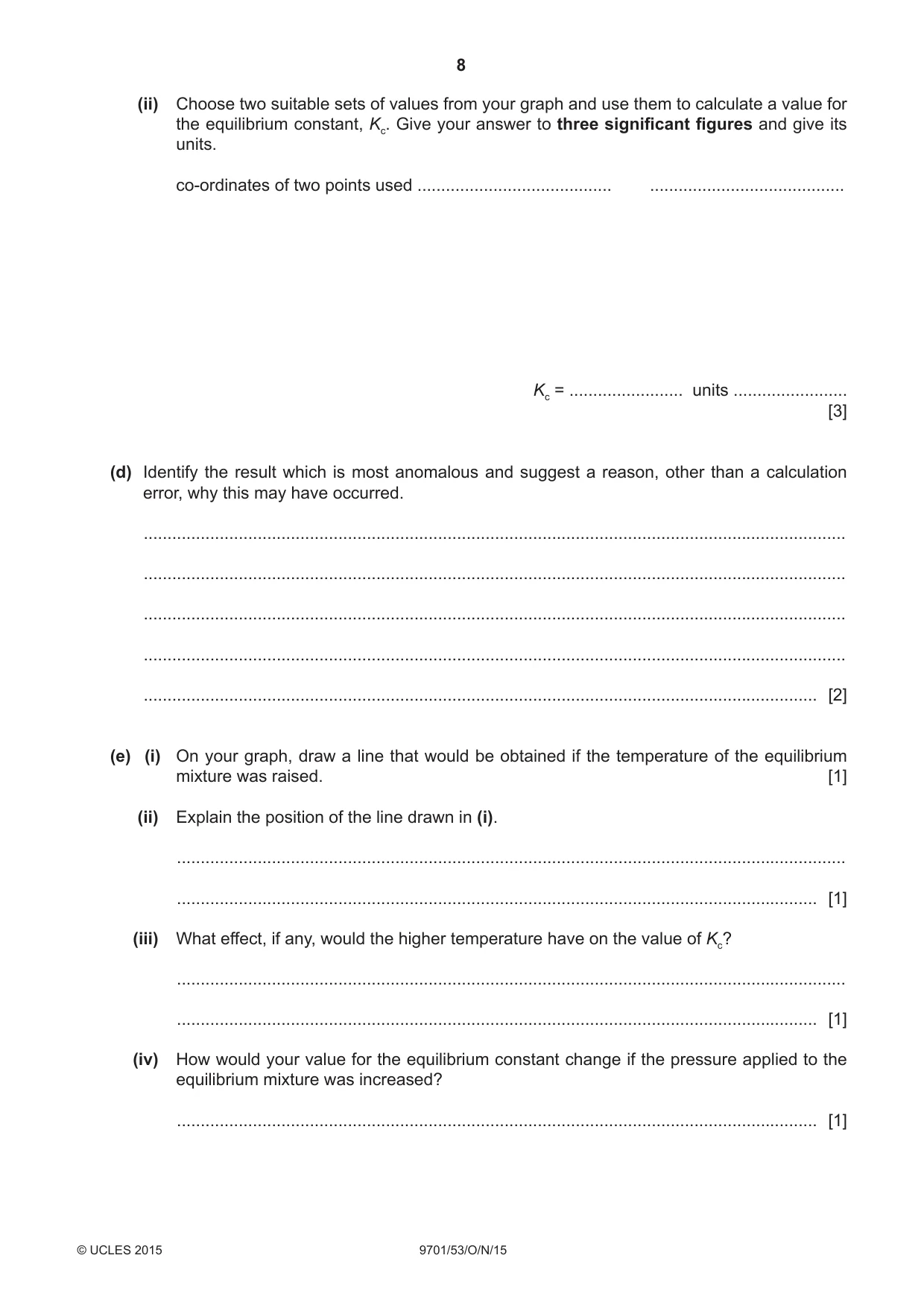 Cambridge A Level Chemistry 9701 2015 Oct/Nov Paper 5 · Variant 3 question paper, page 8 of 12