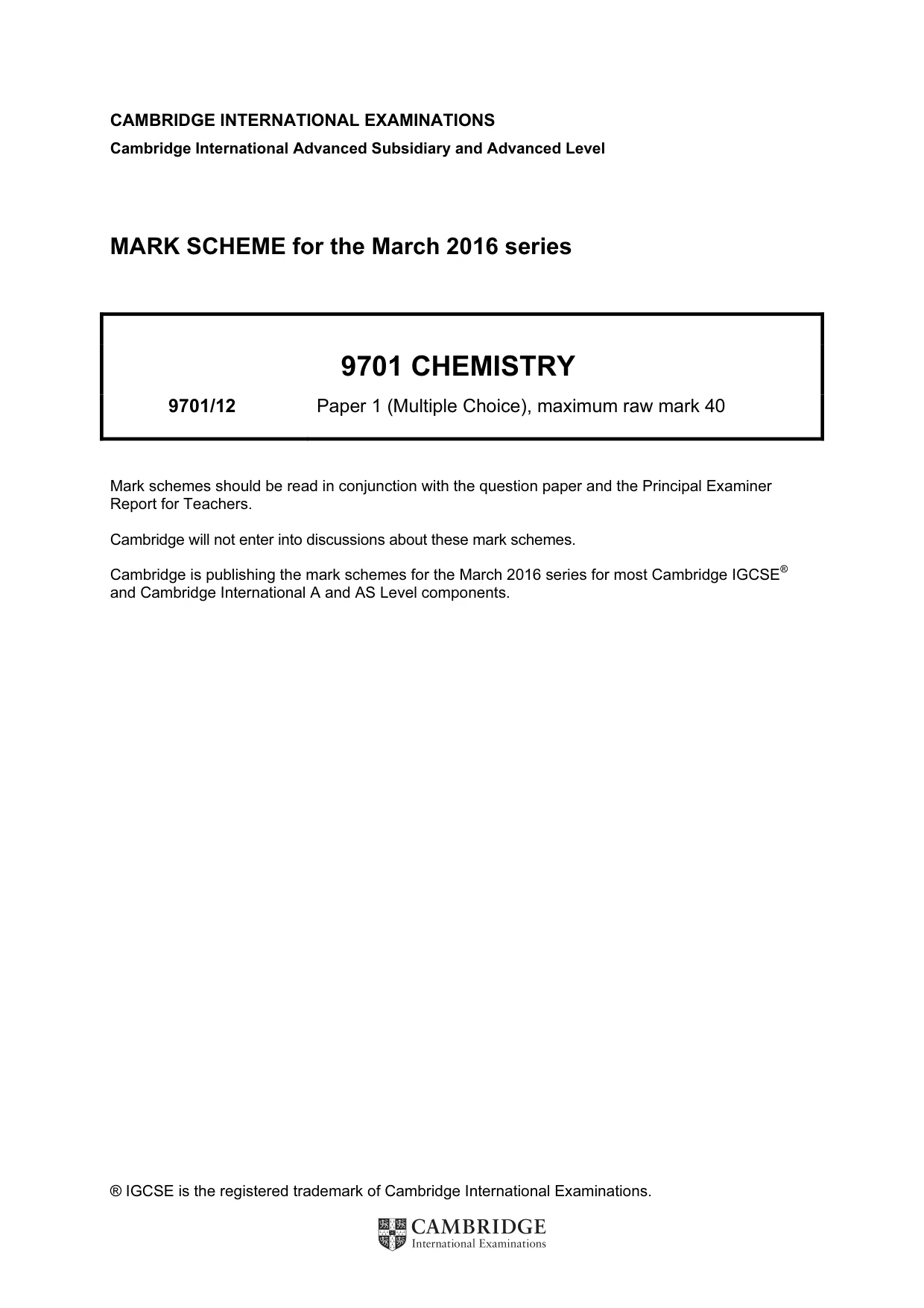 Mark scheme, page 1 of 2