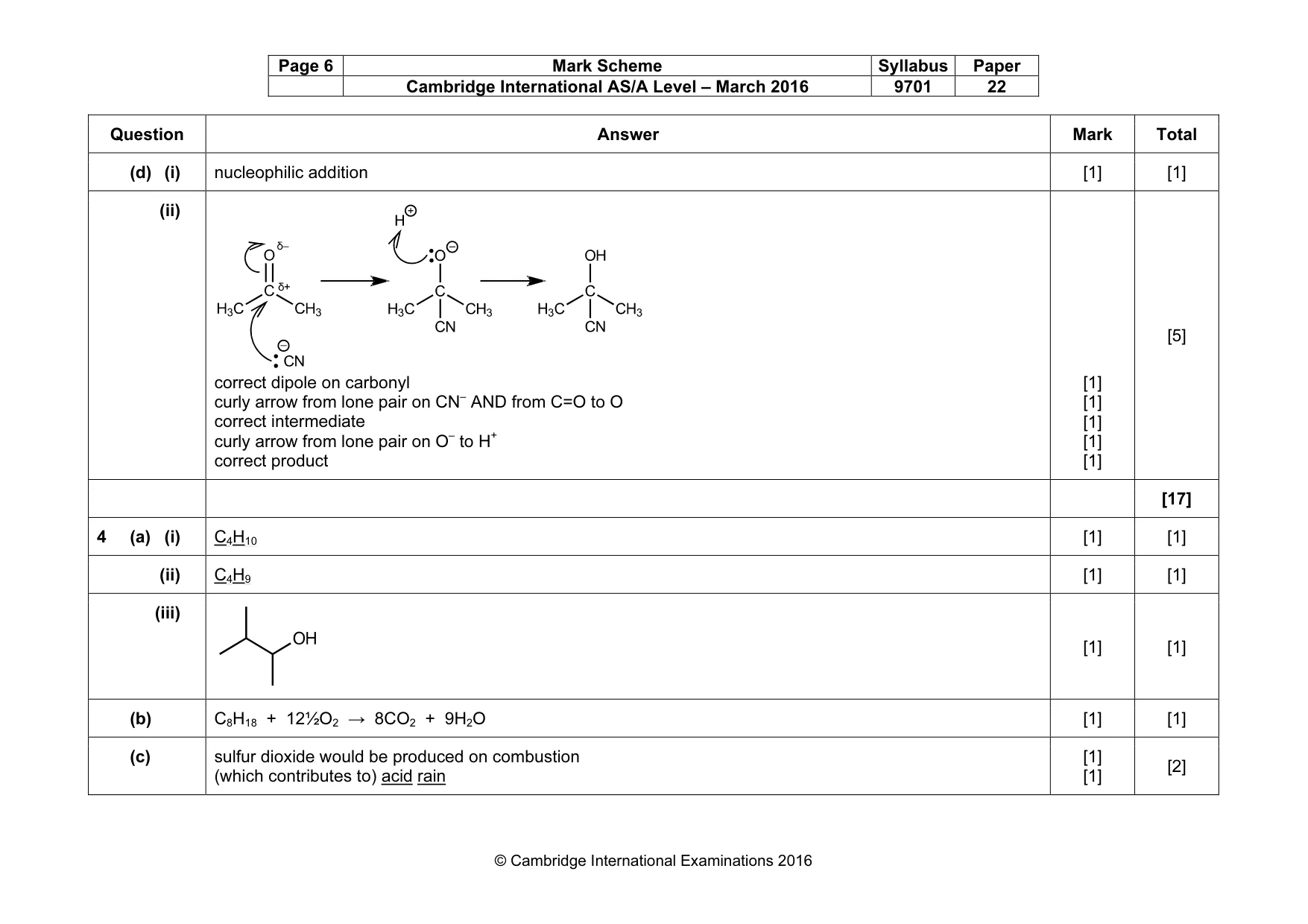 Mark scheme, page 6 of 8