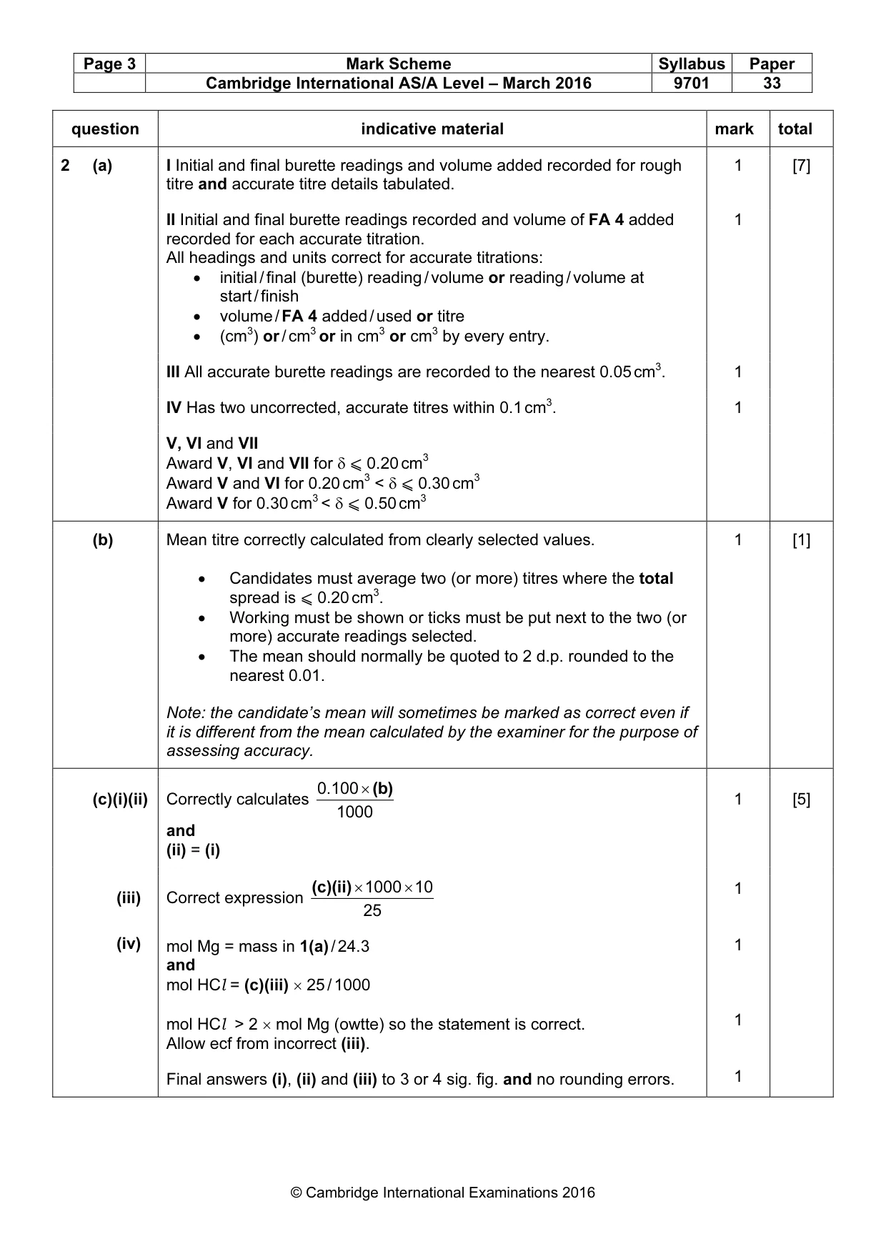 Mark scheme, page 3 of 5