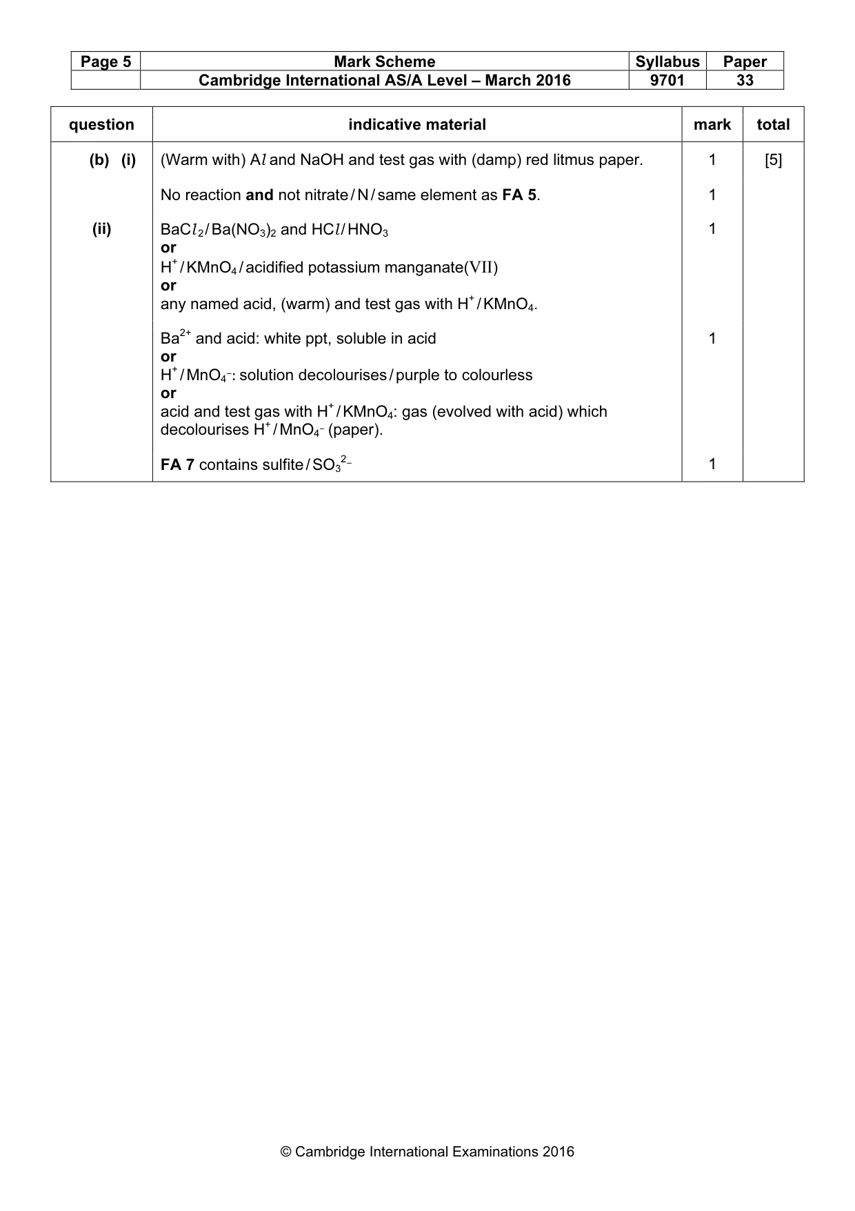 Mark scheme, page 5 of 5