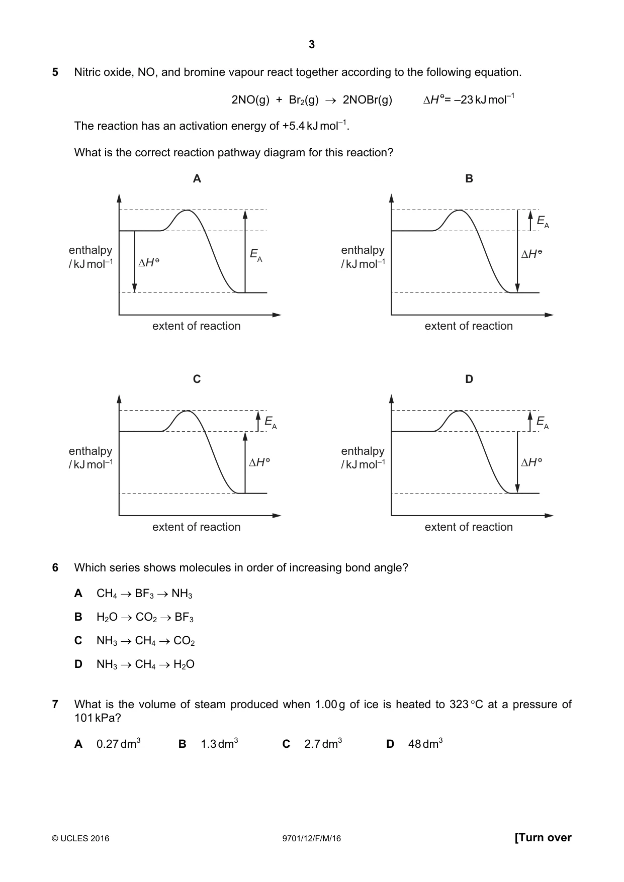 Cambridge A Level Chemistry 9701 2016 Feb/March Paper 1 · Variant 2 question paper, page 3 of 16