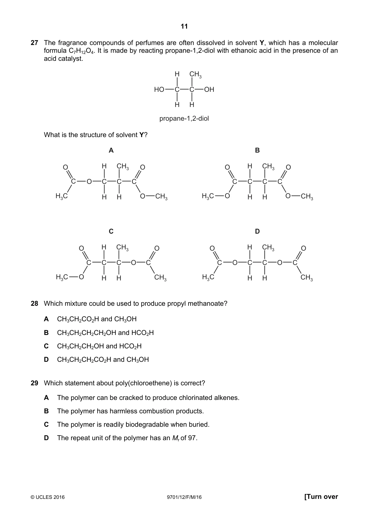 Cambridge A Level Chemistry 9701 2016 Feb/March Paper 1 · Variant 2 question paper, page 11 of 16