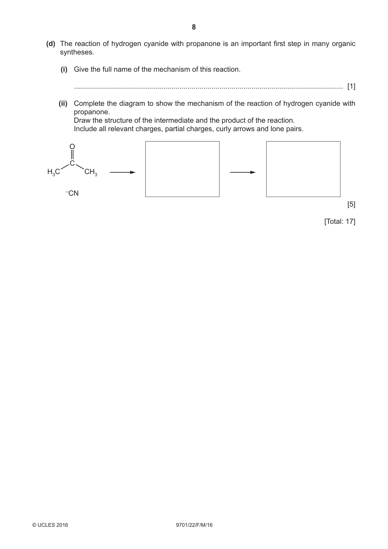 Cambridge A Level Chemistry 9701 2016 Feb/March Paper 2 · Variant 2 question paper, page 8 of 16
