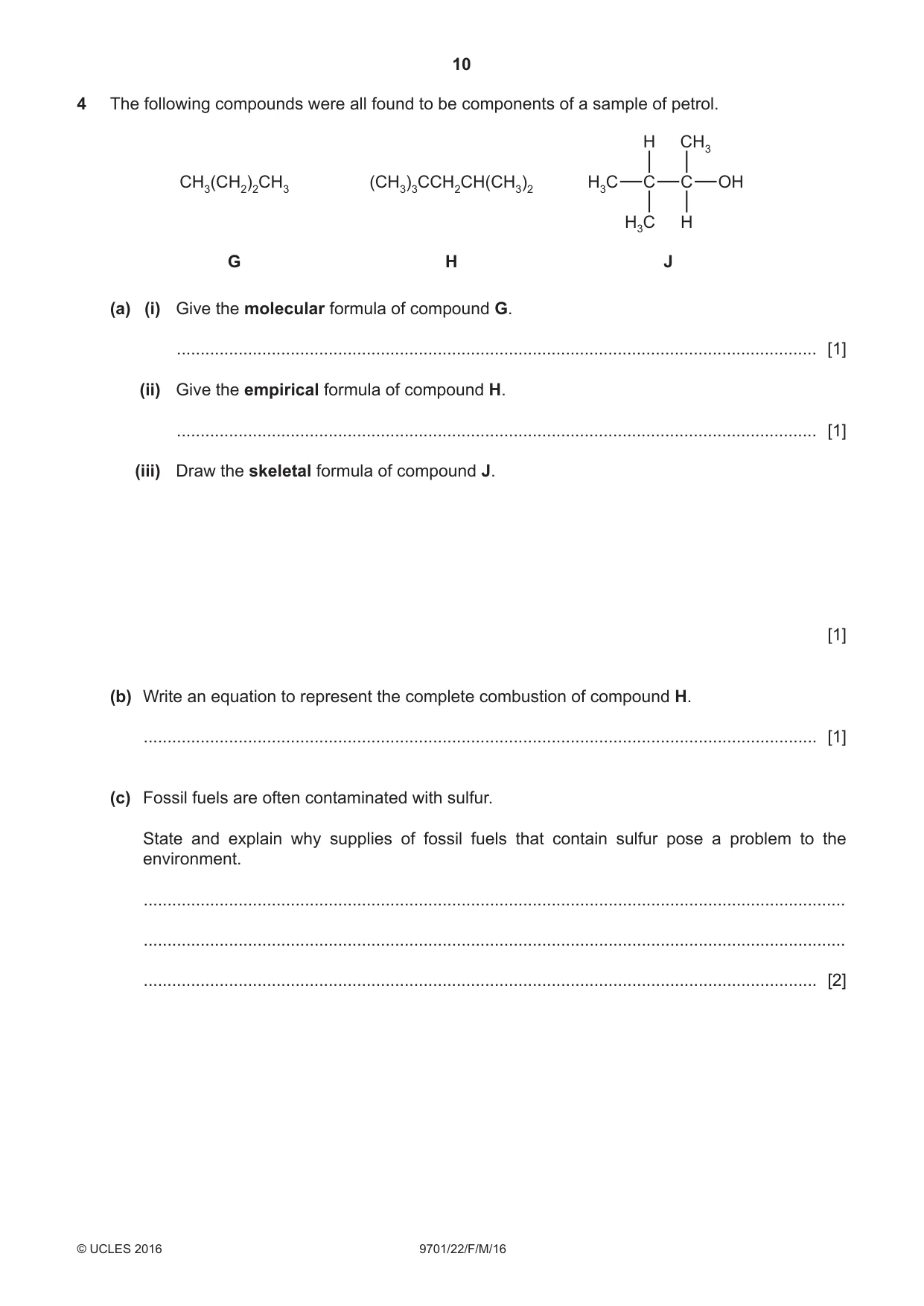 Cambridge A Level Chemistry 9701 2016 Feb/March Paper 2 · Variant 2 question paper, page 10 of 16