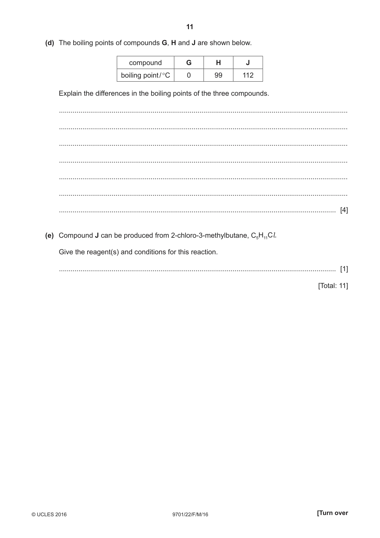 Cambridge A Level Chemistry 9701 2016 Feb/March Paper 2 · Variant 2 question paper, page 11 of 16