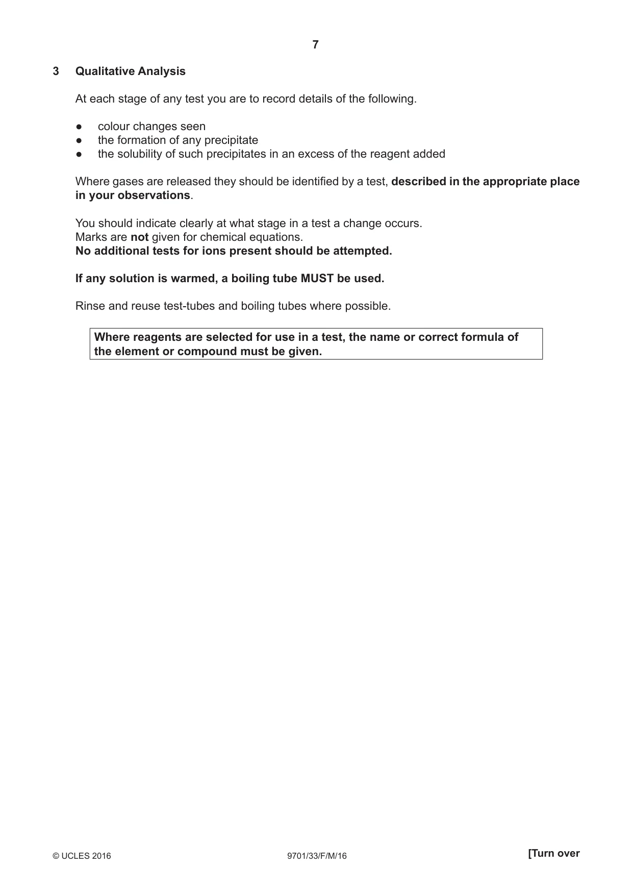 Cambridge A Level Chemistry 9701 2016 Feb/March Paper 3 · Variant 3 question paper, page 7 of 12