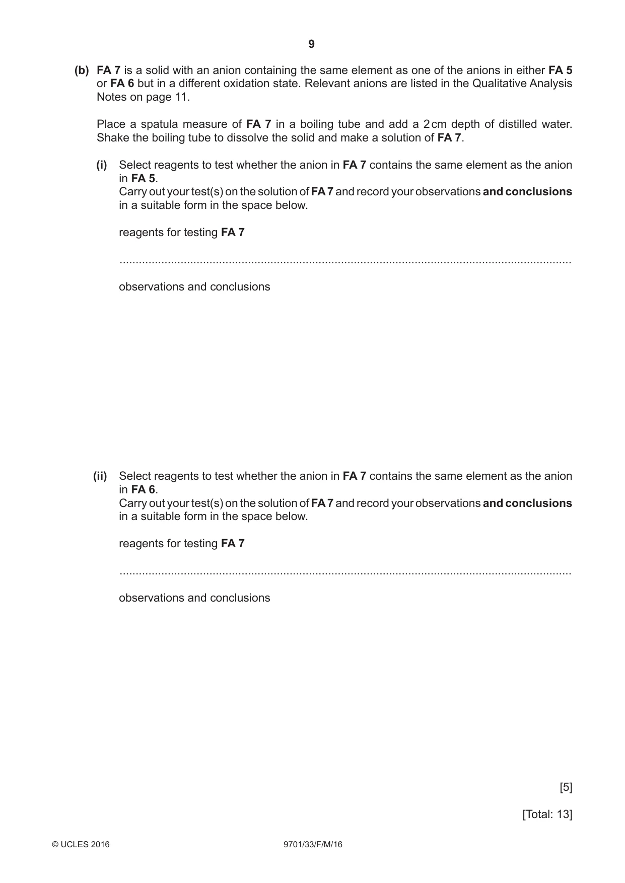 Cambridge A Level Chemistry 9701 2016 Feb/March Paper 3 · Variant 3 question paper, page 9 of 12